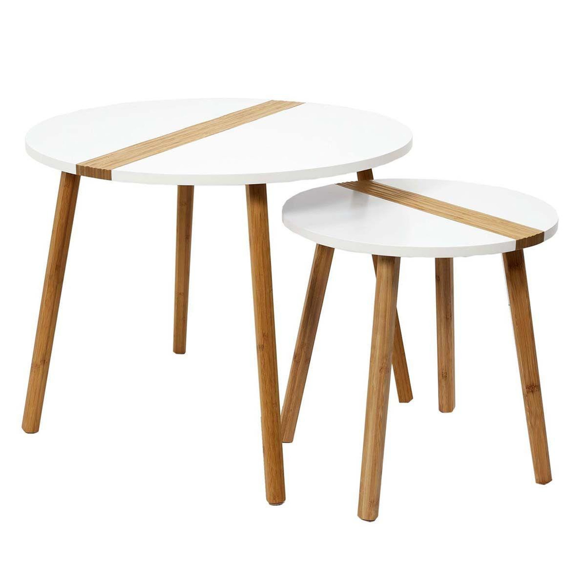 Voir la diapositive 1 : The Home Deco Factory Lot de 2 Tables Gigognes  Relief Bicolore  60cm Blanc