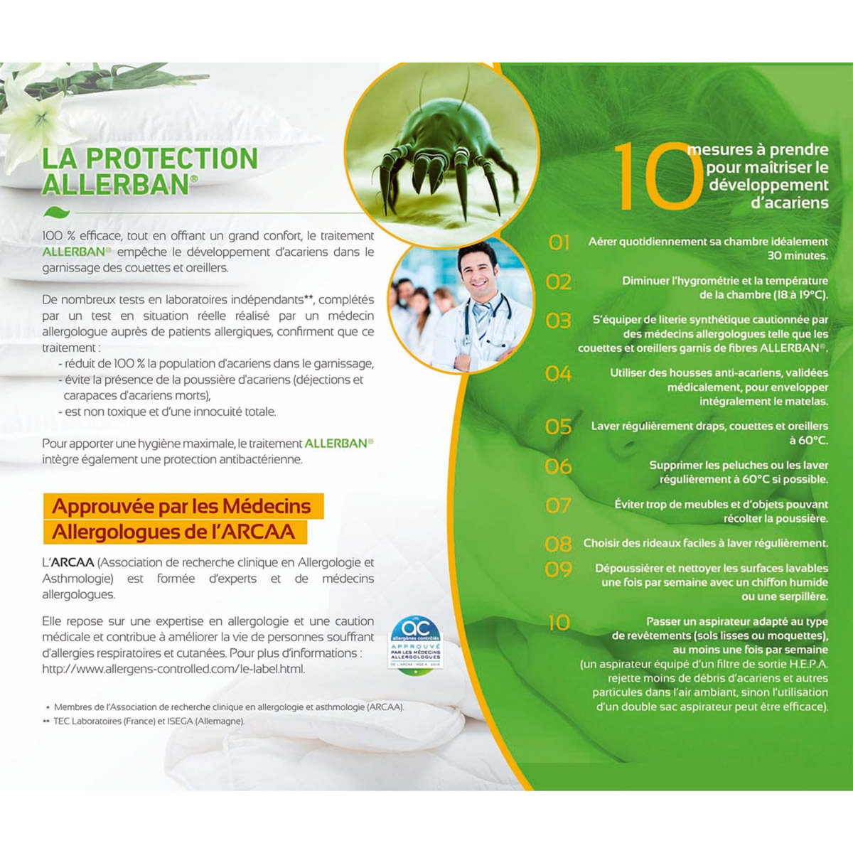 DODO Couette prestige traitée anti-acarien Allerban 350g/m²