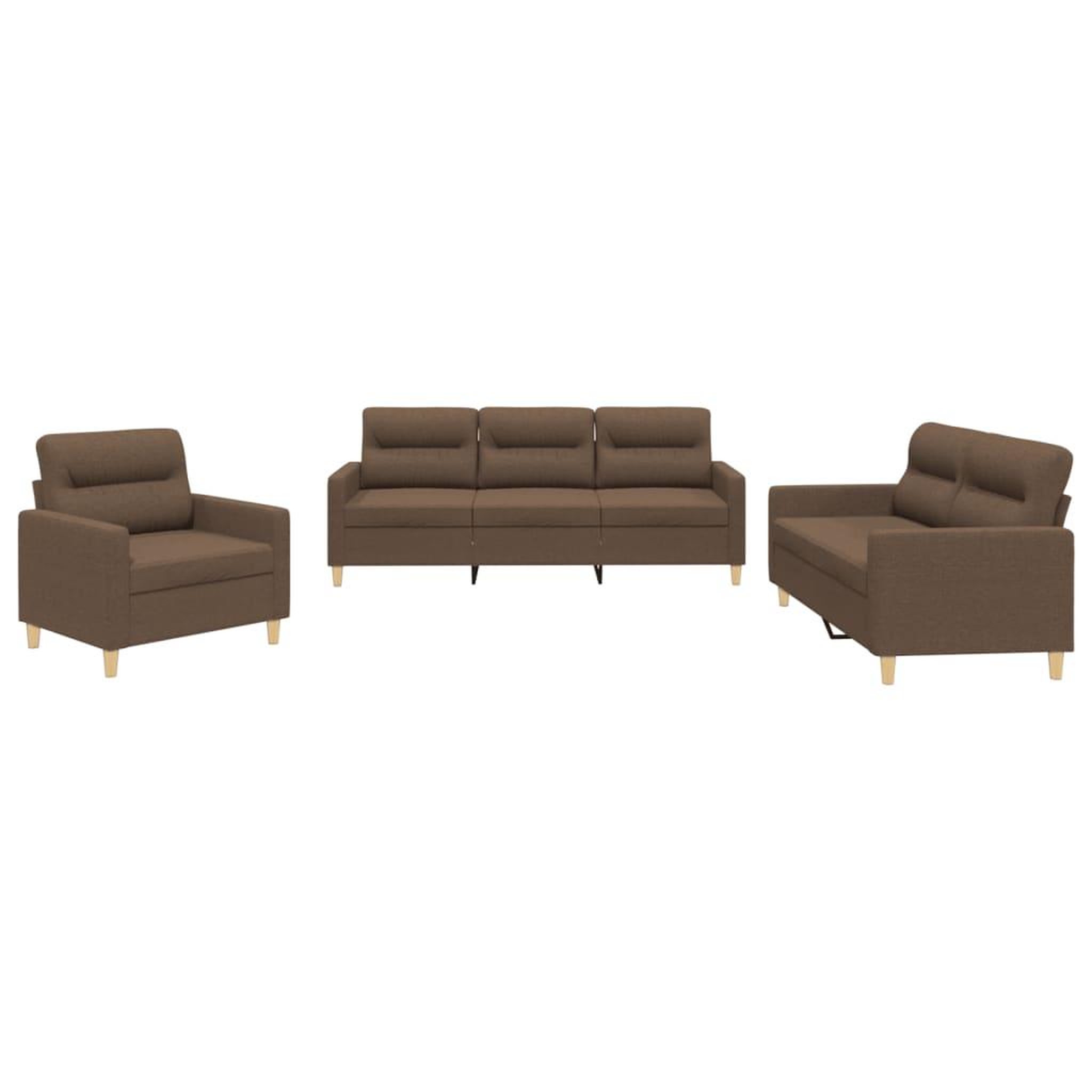 Voir la diapositive 2 : VIDAXL Ensemble de canapes 3 pcs avec coussins Marron Tissu