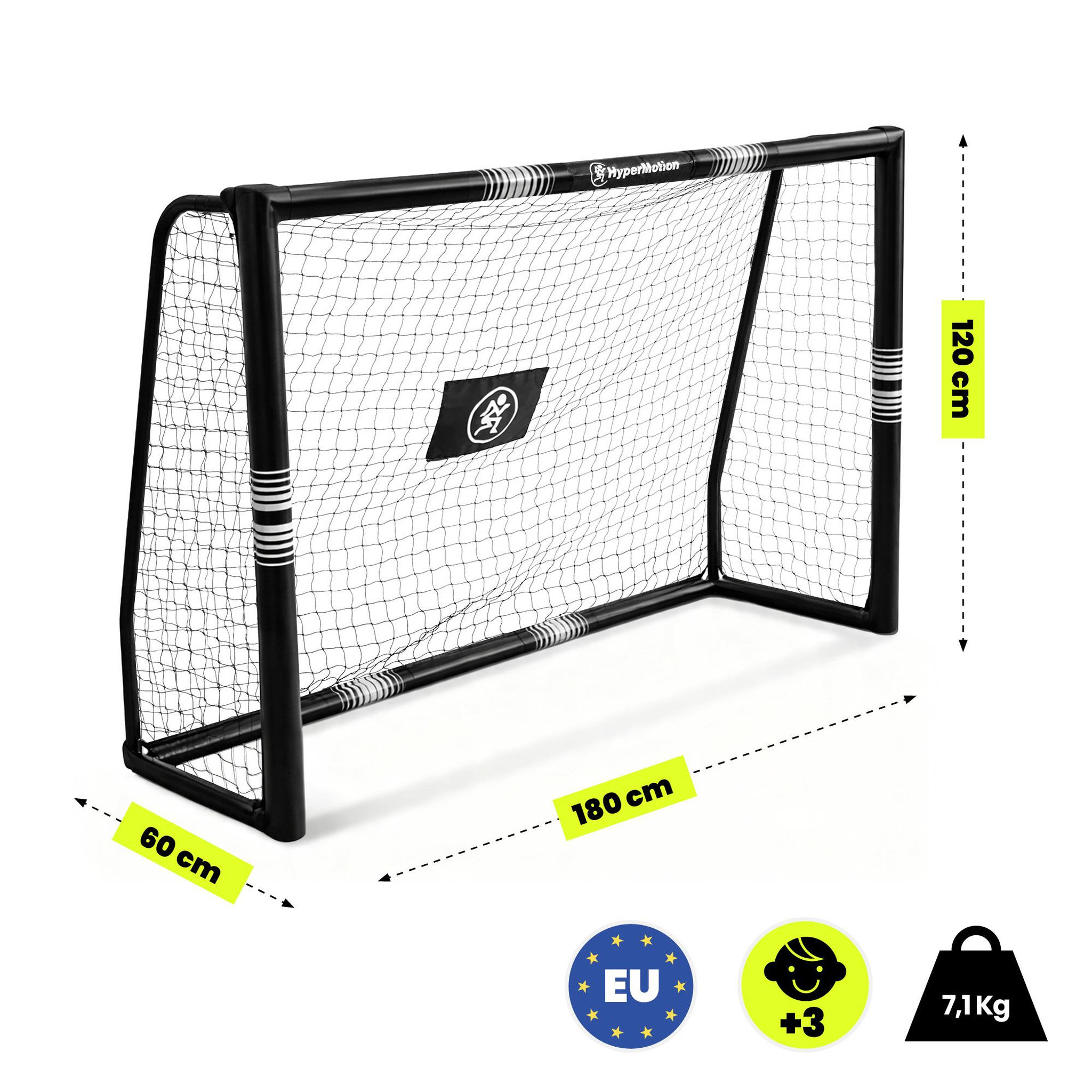 Voir la diapositive 3 : HYPERMOTION But de Football HyperMotion - Cage Bois 180x120 cm, Filet PE résistant, 5 Ancrages, Montage Rapide.