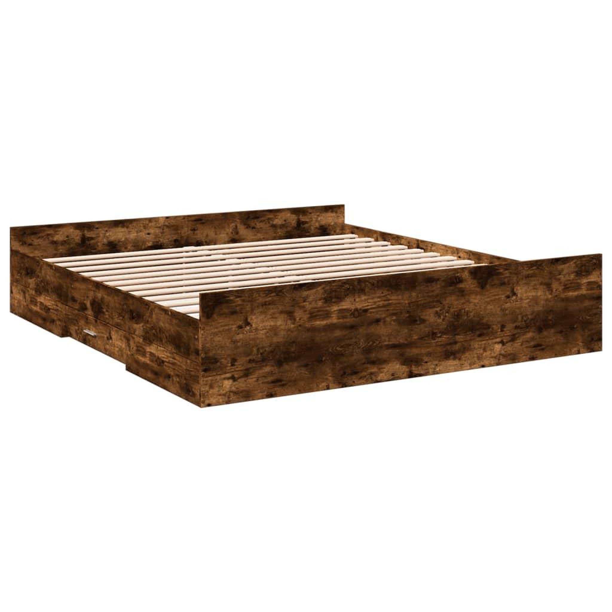 Voir la diapositive 3 : VIDAXL Cadre de lit avec tiroirs sans matelas chene fume 200x200 cm