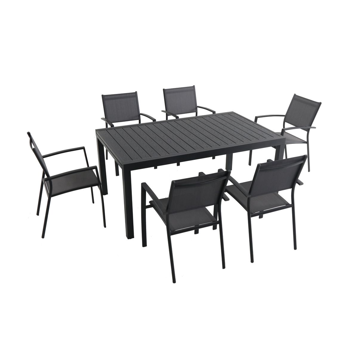 CREADOR Table de jardin extensible en aluminium effet bois 10 places NIRVA