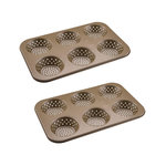 ZENKER Ensemble de 2 Moules à petits pains individuels ronds 6 empreintes 33 x 22 cm Zenker Mojave Gold