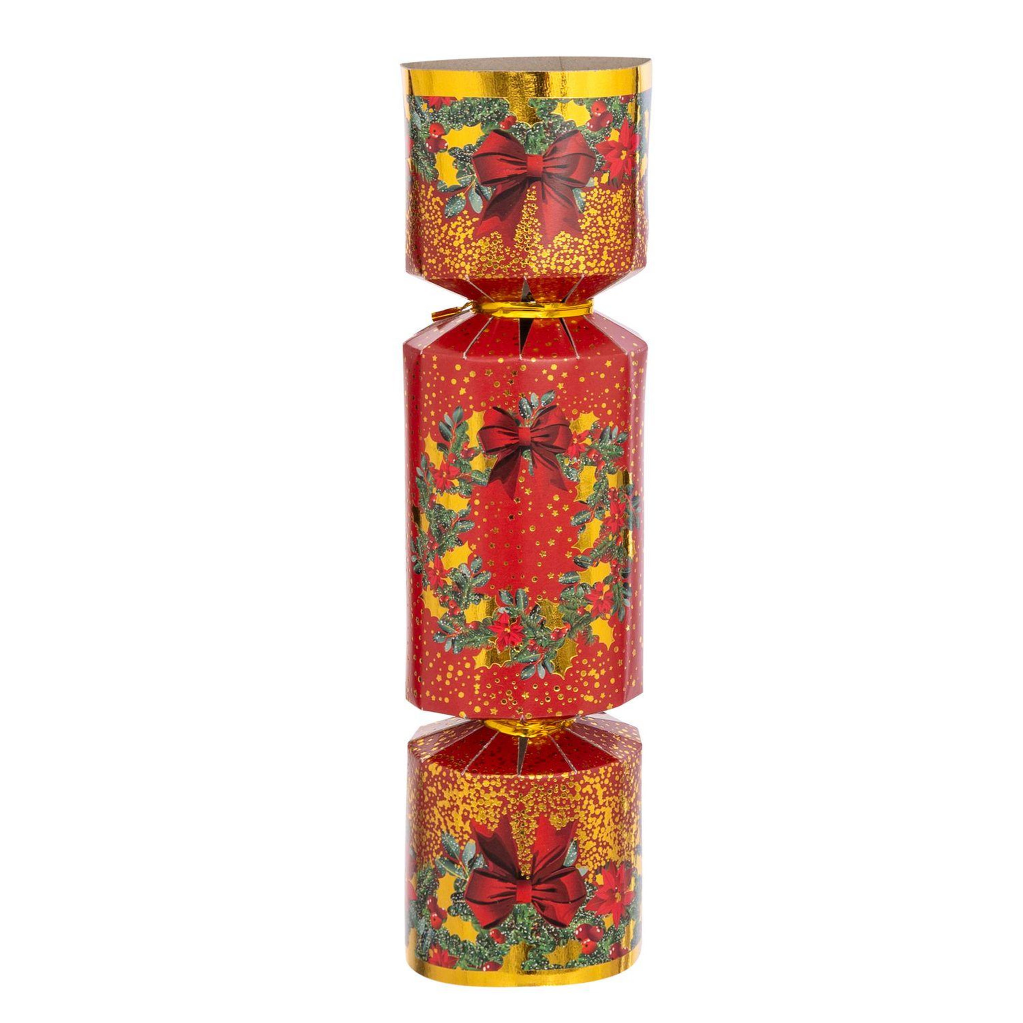 Voir la diapositive 4 : FEERIC LIGHT & CHRISTMAS Lot de 6 crackers imprimés couronne de noël - rouge et blanc