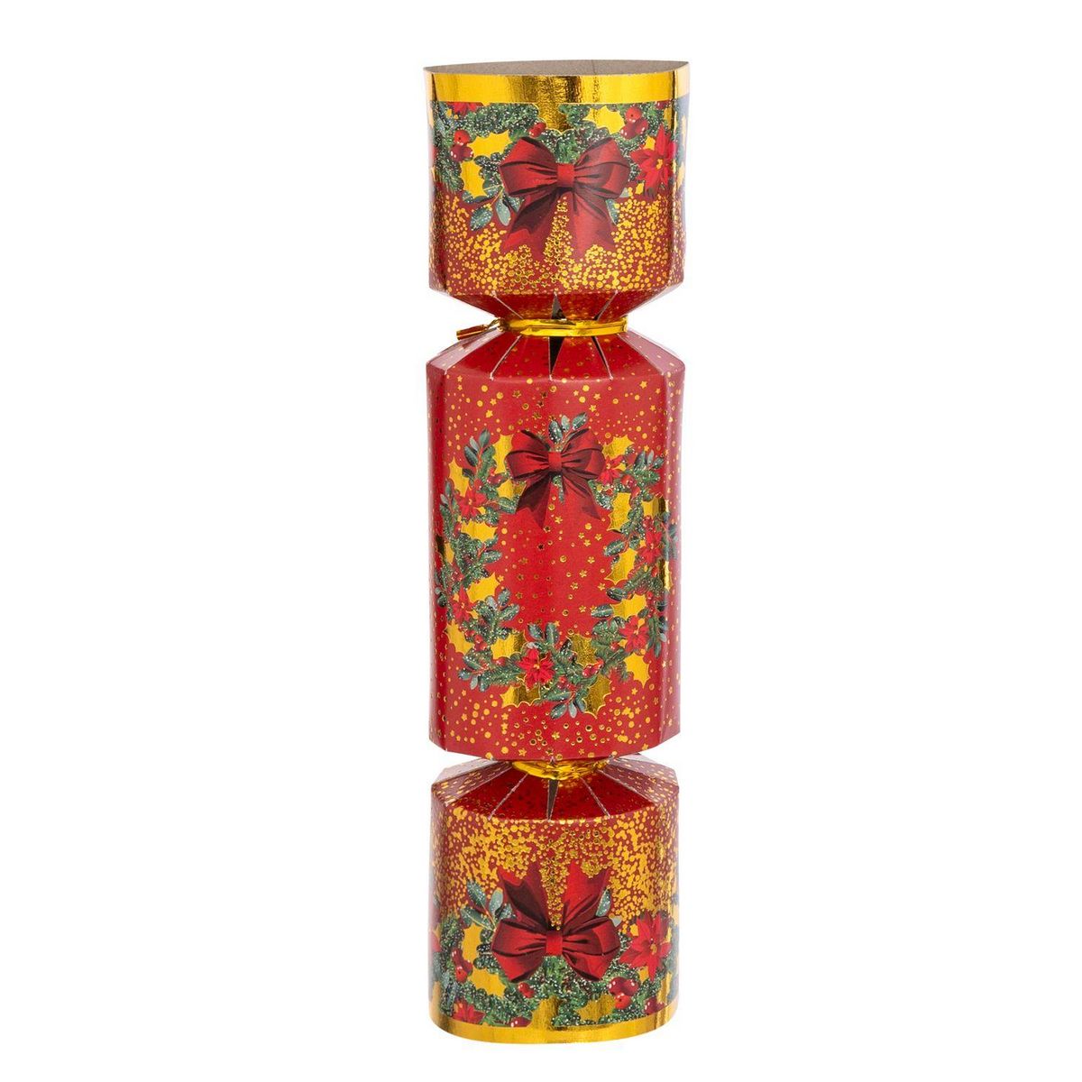 FEERIC LIGHT & CHRISTMAS Lot de 6 crackers imprimés Couronne de Noël - Rouge et blanc