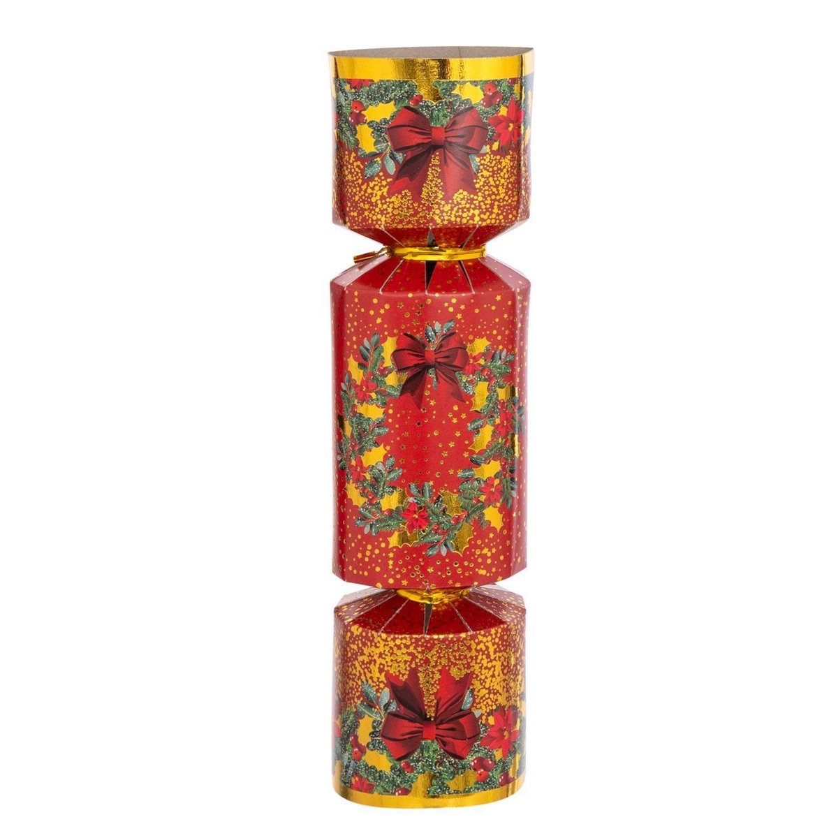 FEERIC LIGHT & CHRISTMAS Lot de 6 crackers imprimés Couronne de Noël - Rouge et blanc