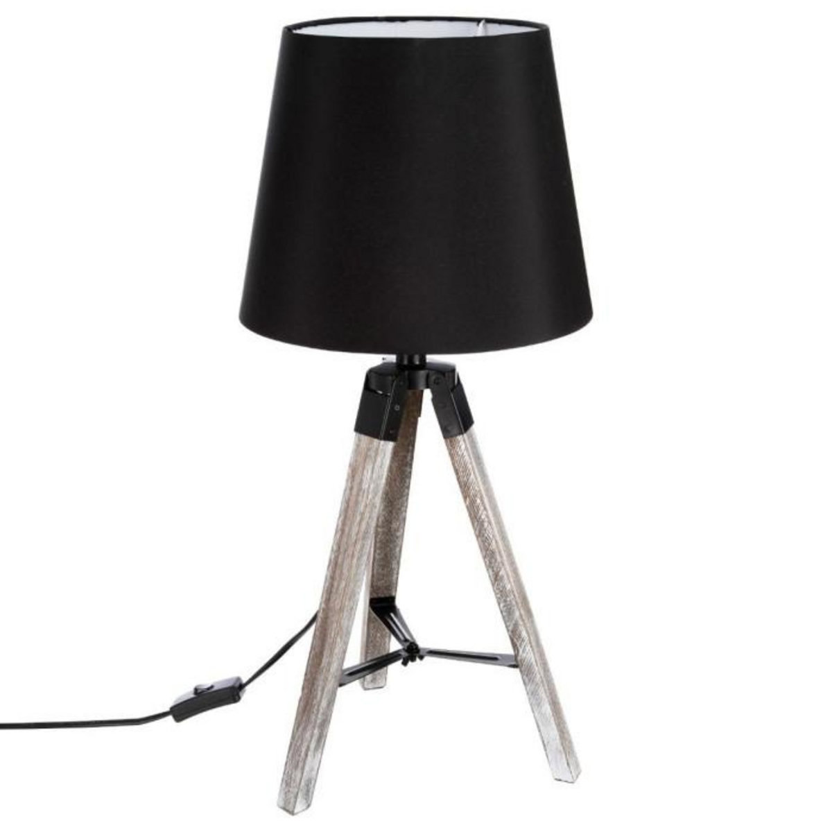 ATMOSPHERA Lampe à Poser Trépied en Bois  Runo  58cm Noir