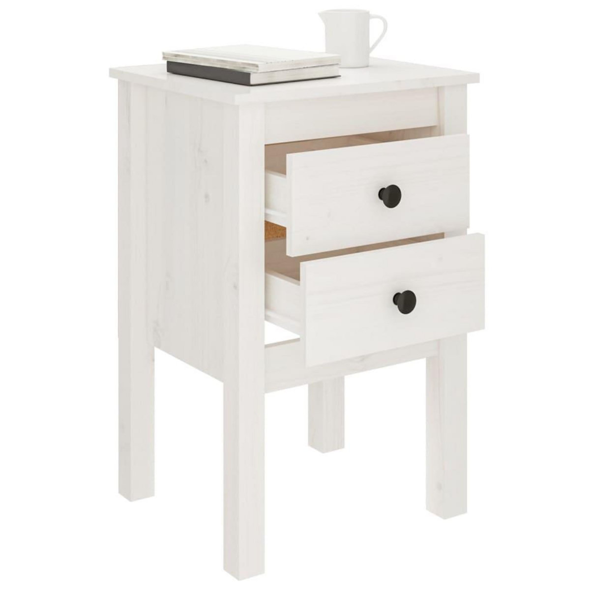 VIDAXL Table de chevet Blanc 40x35x61,5 cm Bois de pin massif