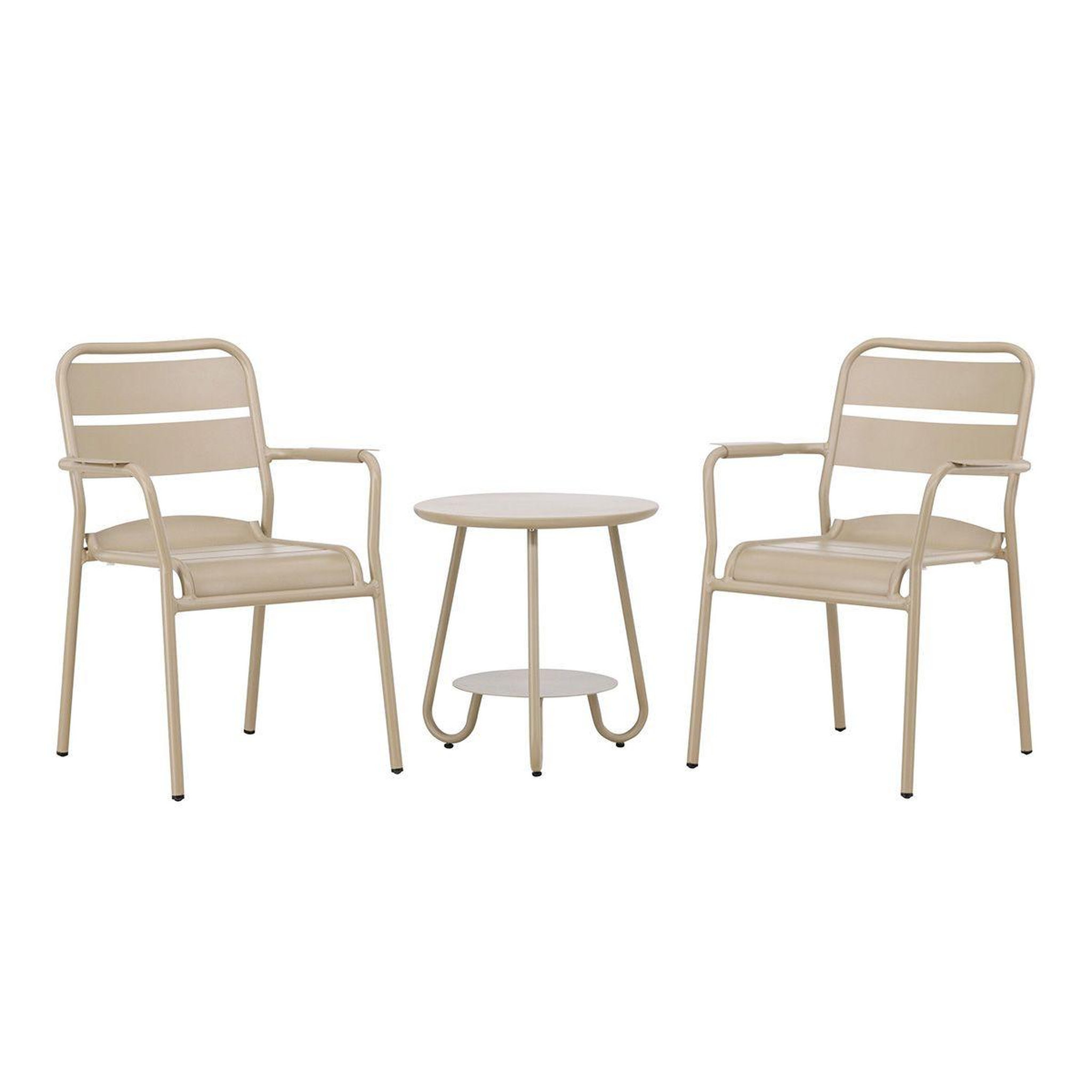 Paris Prix Ensemble table d'appoint de jardin & 2 chaises  faro  55cm beige