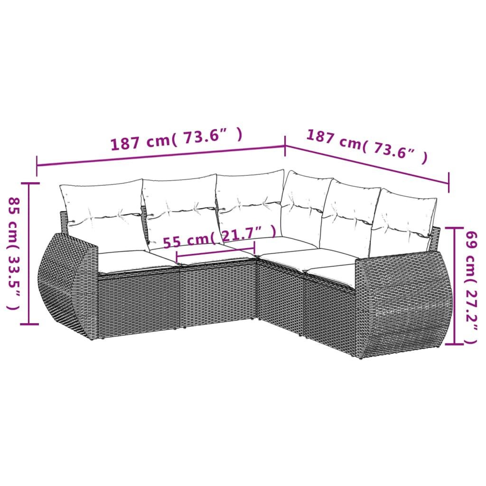 Voir la diapositive 3 : VIDAXL Salon de jardin avec coussins 5 pcs beige resine tressee