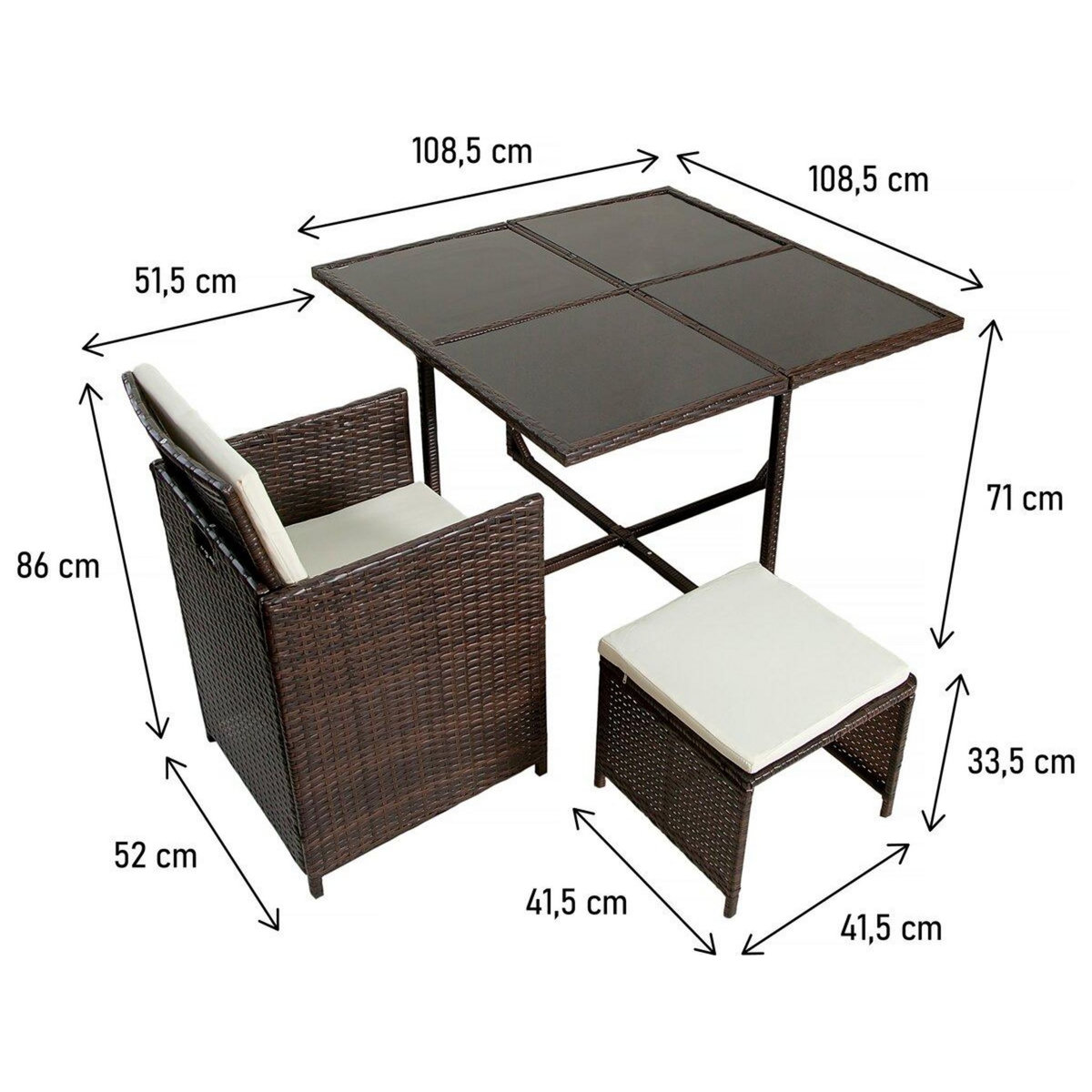 Habitat et Jardin Salon de jardin repas en résine tressée  6 places  Nunez  - Marron