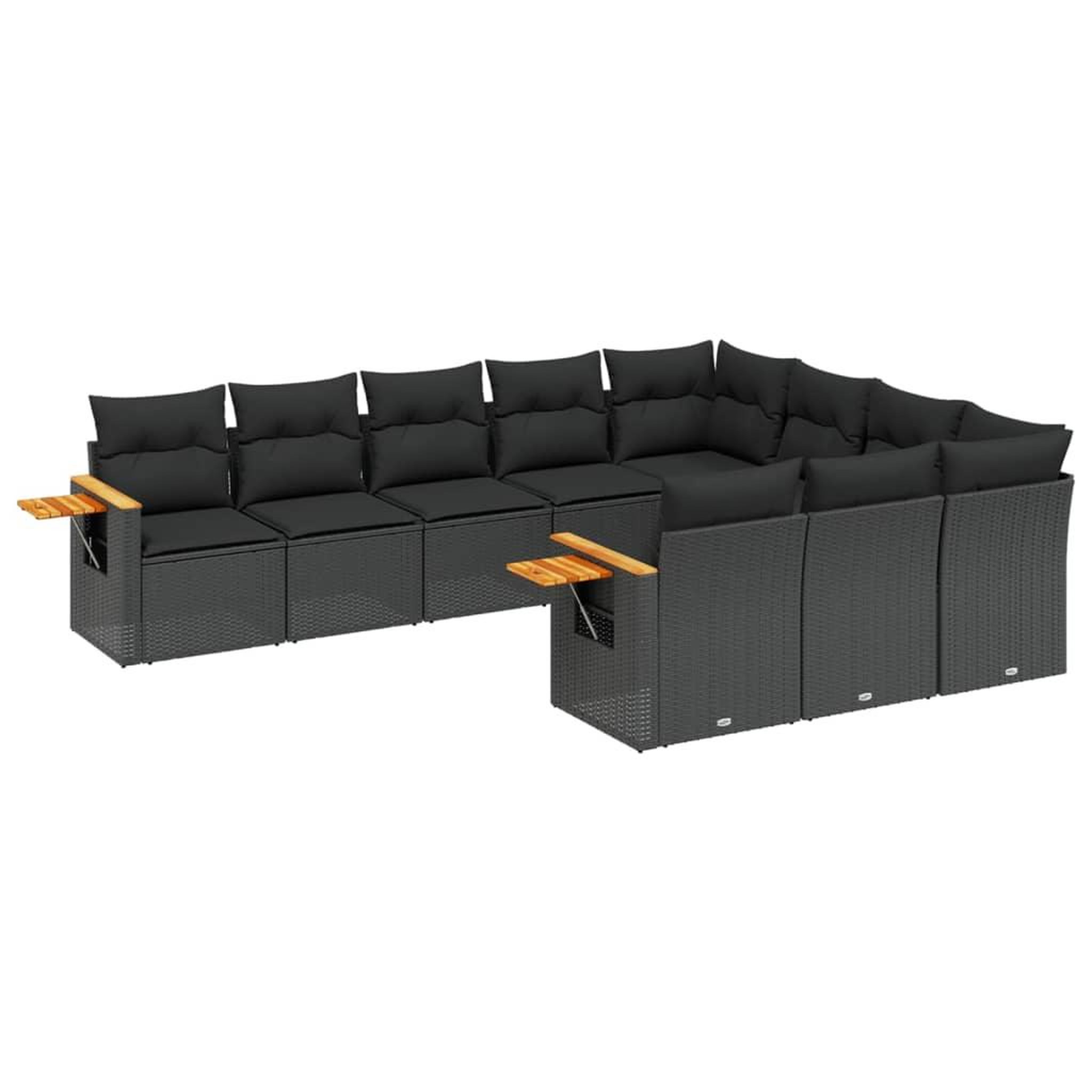 Voir la diapositive 2 : VIDAXL Salon de jardin 10 pcs avec coussins noir resine tressee