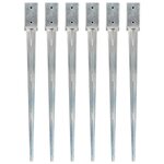 VIDAXL Piquets au sol 6 pcs Argente 7x7x90 cm Acier galvanise