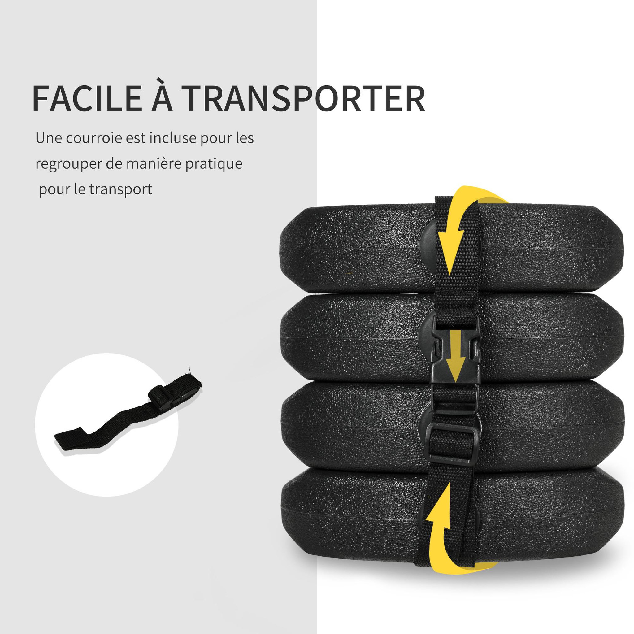Voir la diapositive 5 : OUTSUNNY Lot de 4 poids de lestage pour tonnelle barnum tente dim. Ø 22 x 5,5H cm HDPE noir