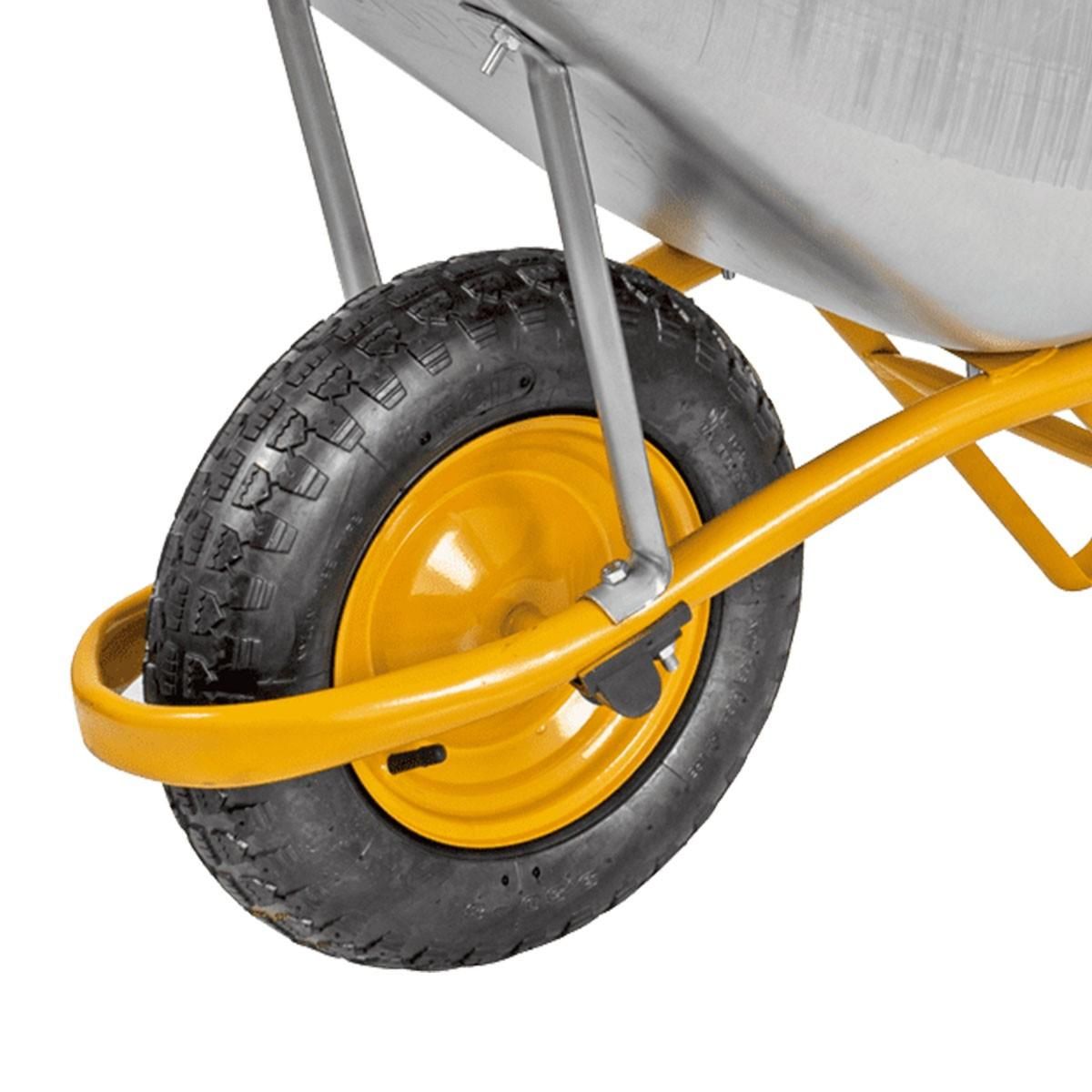 VITO Brouette de chantier 85 Litres Galvanisée Caisse carrée Roues gonflées VITO