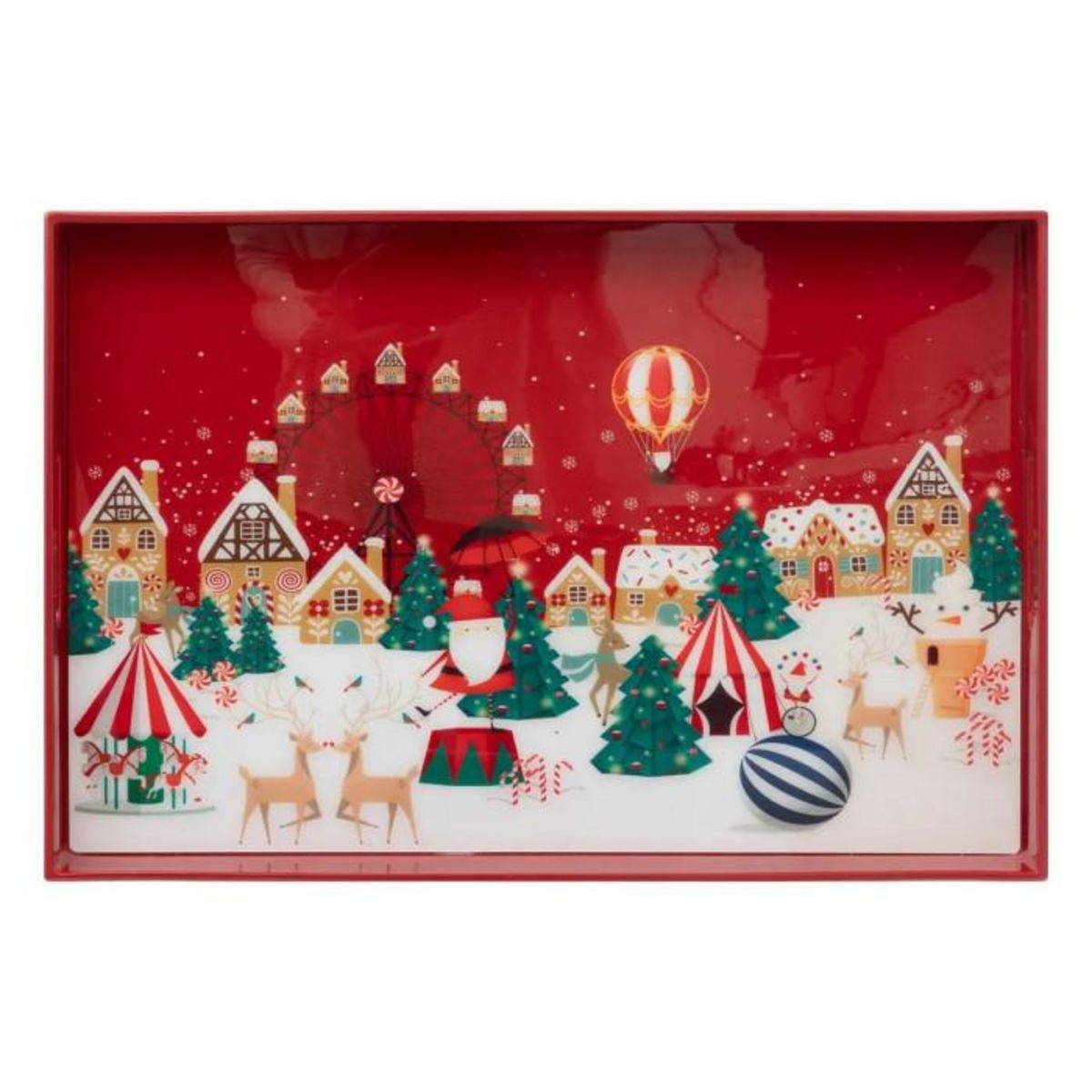 ATMOSPHERA Plateau de Service  Soir de Noël  45cm Rouge