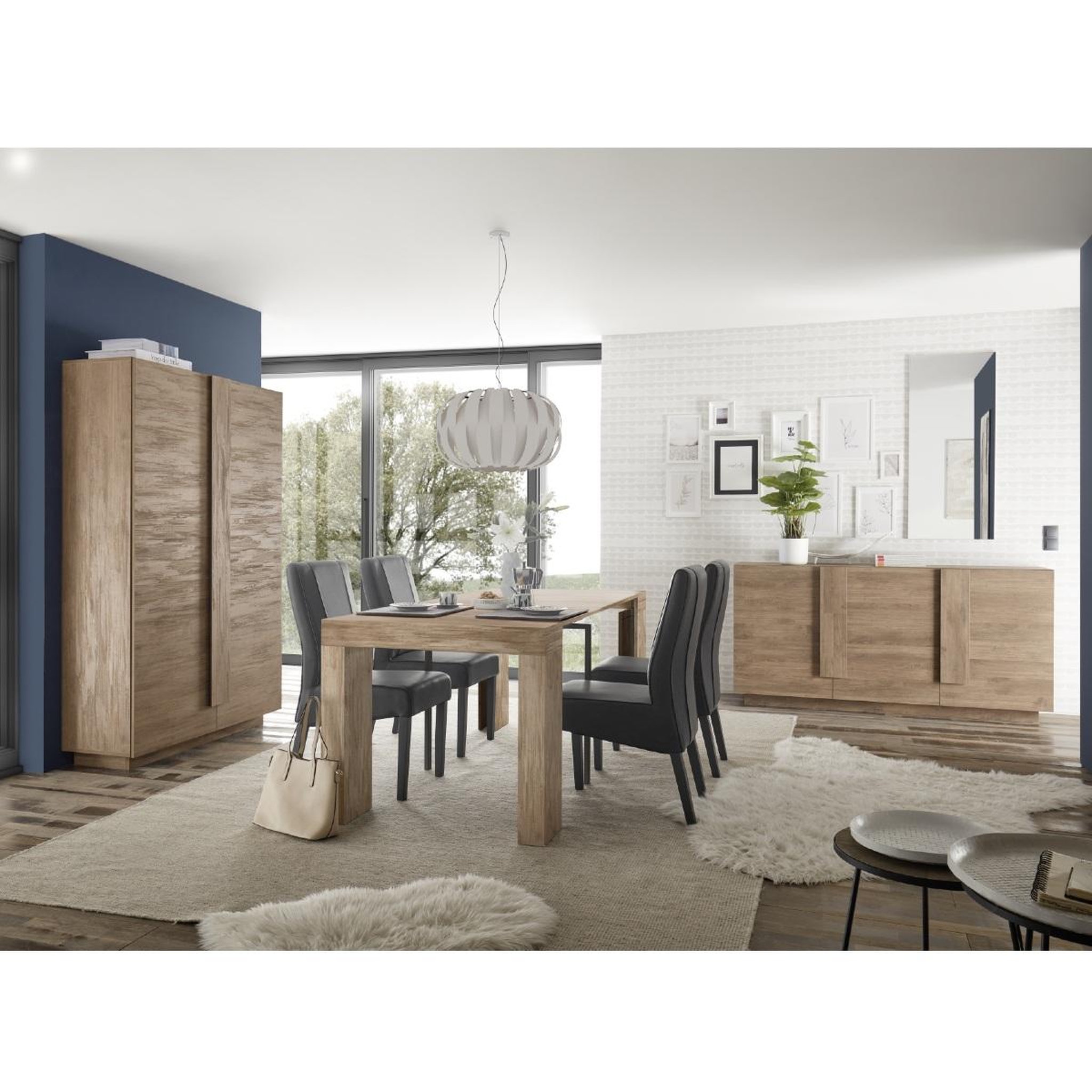Voir la diapositive 4 : JLC KREATION Enfilade contemporaine coloris bois 4 portes 240cm terra