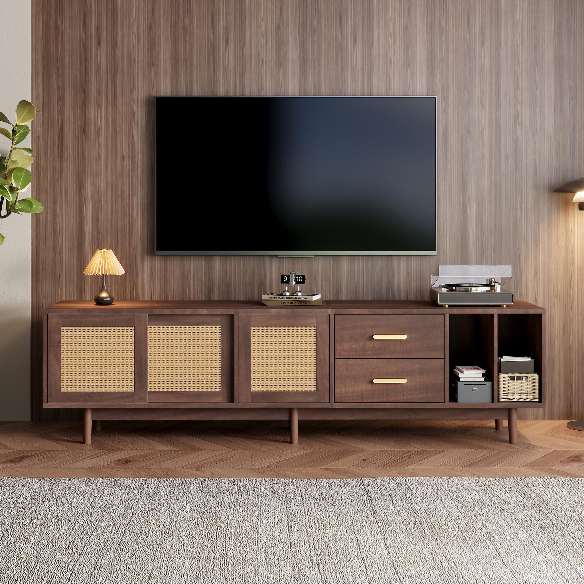 Voir la diapositive 2 : MERAX Meuble tv marron 190cm mdf