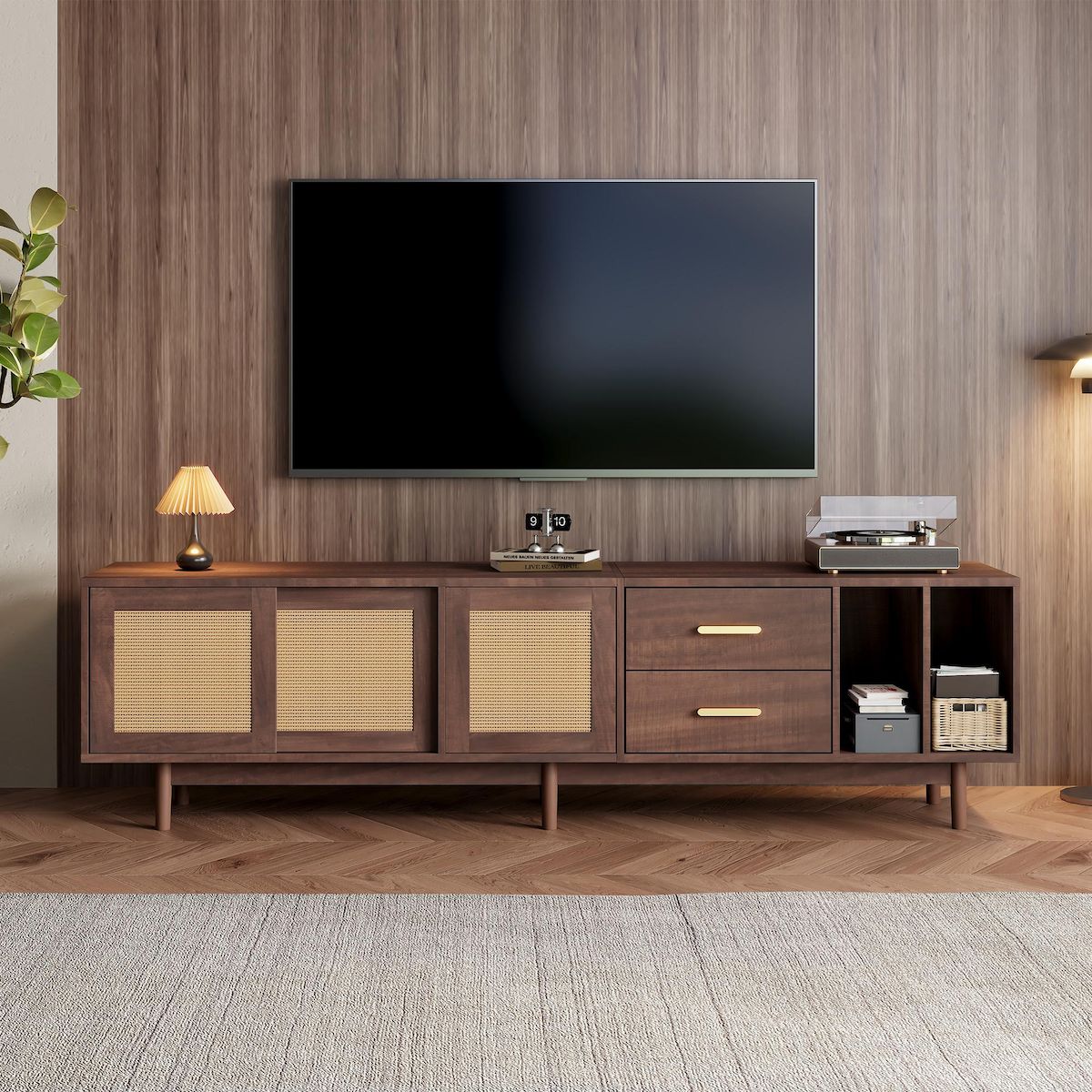 MERAX Meuble tv marron 190cm mdf