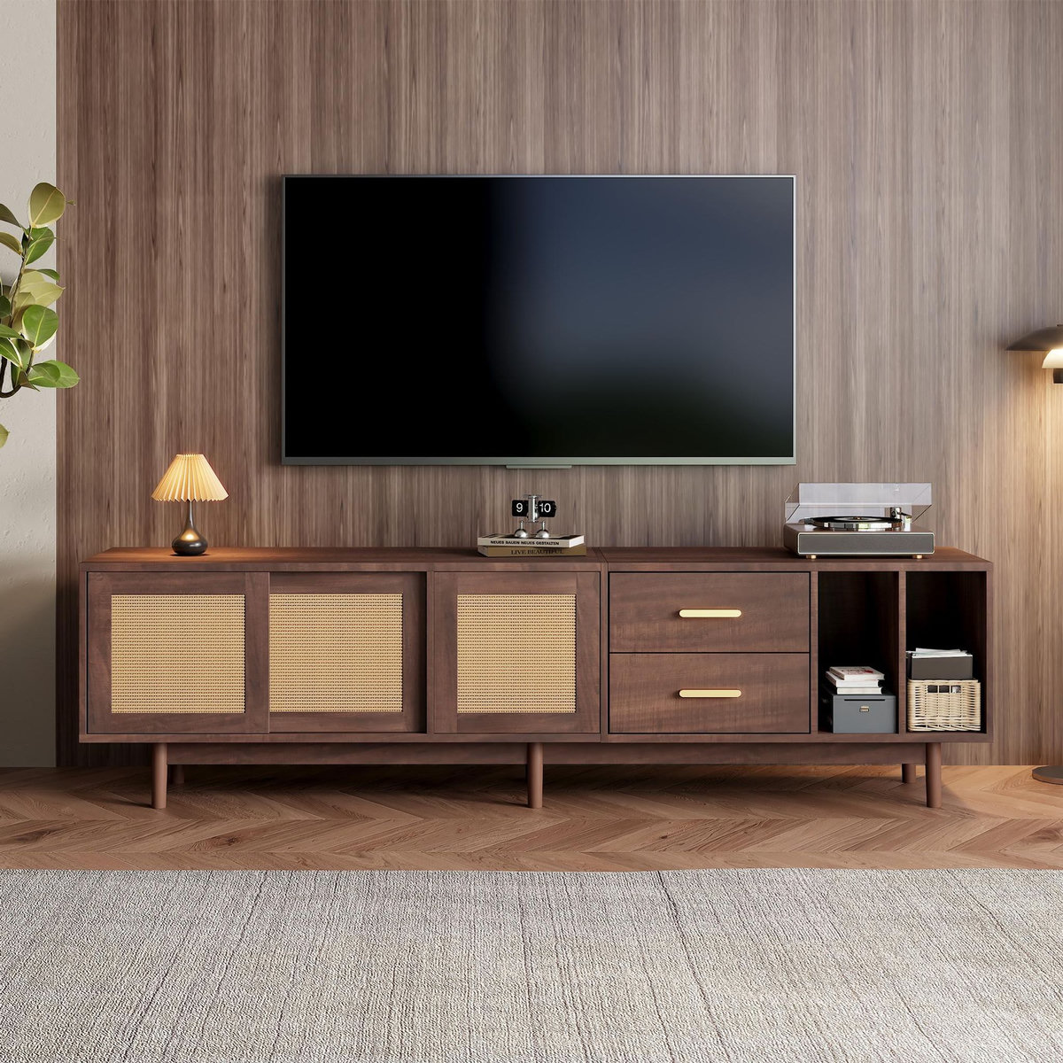MERAX Meuble tv marron 190cm mdf