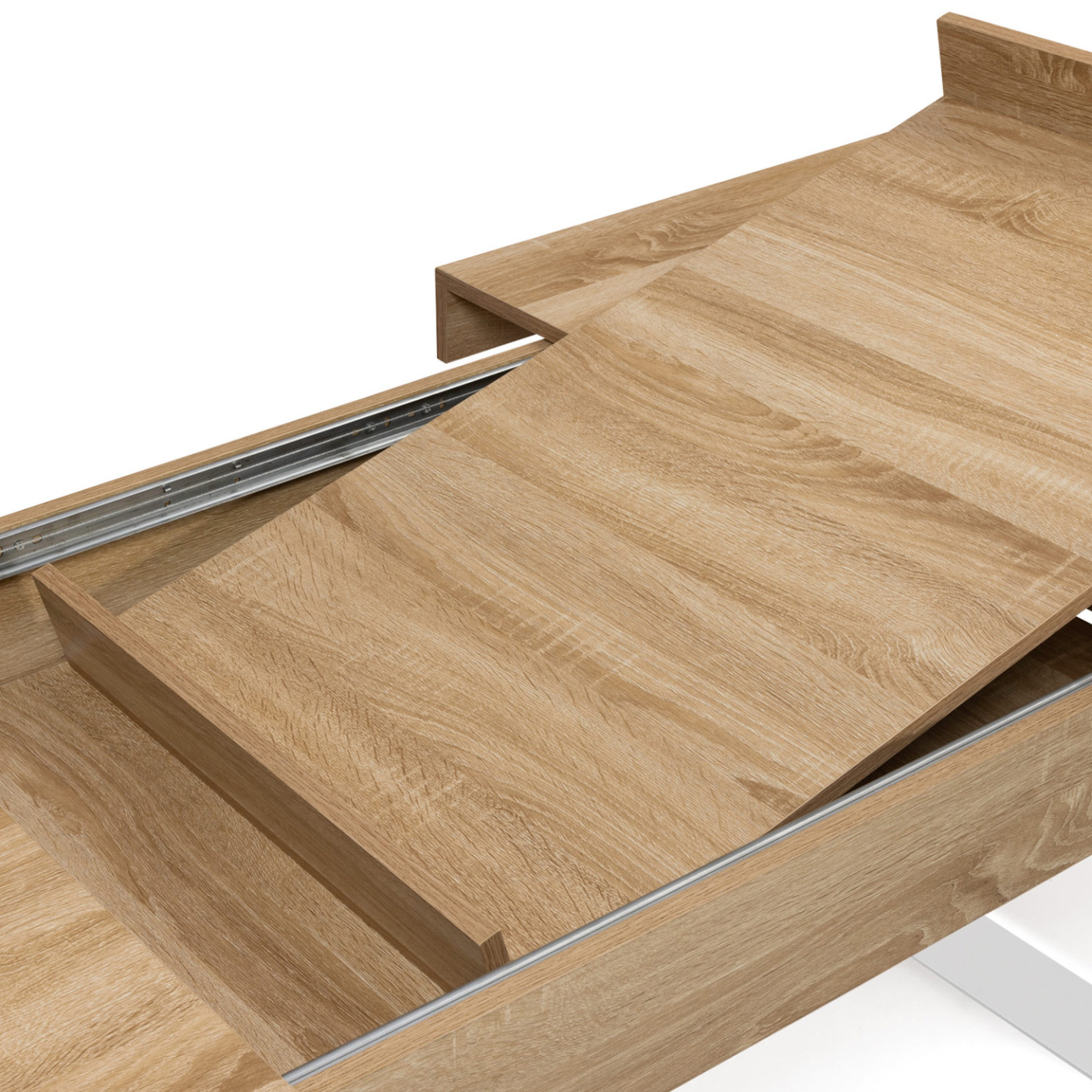 Voir la diapositive 6 : ID MARKET Table à manger extensible rectangle phoenix 6-12 personnes bois et blanc 200-300 cm