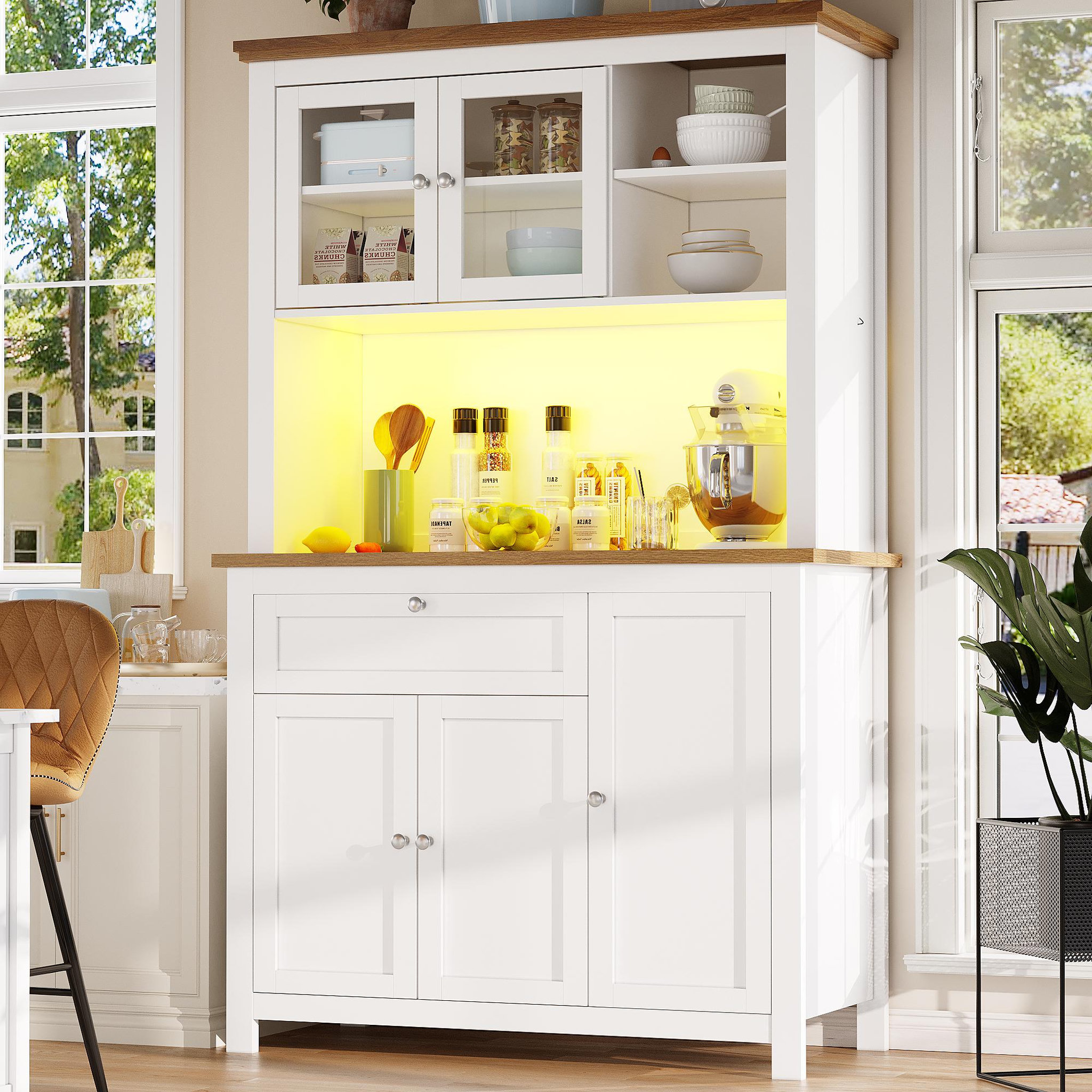 Voir la diapositive 4 : MERAX Buffet de cuisine 5 portes 1 tiroir - 104 cm blanc led mdf