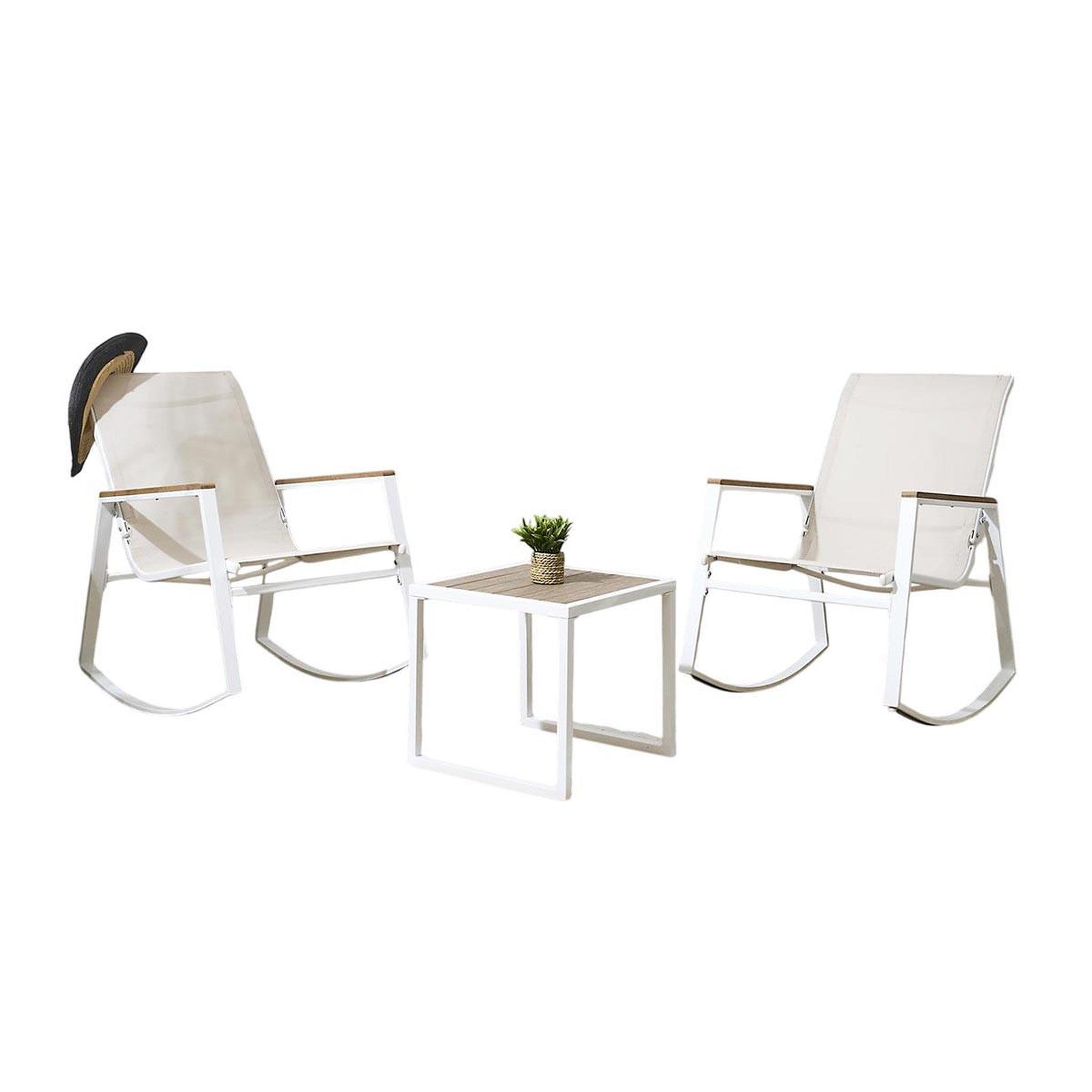 The Home Deco Factory Salon de jardin à bascule  capri  93cm blanc