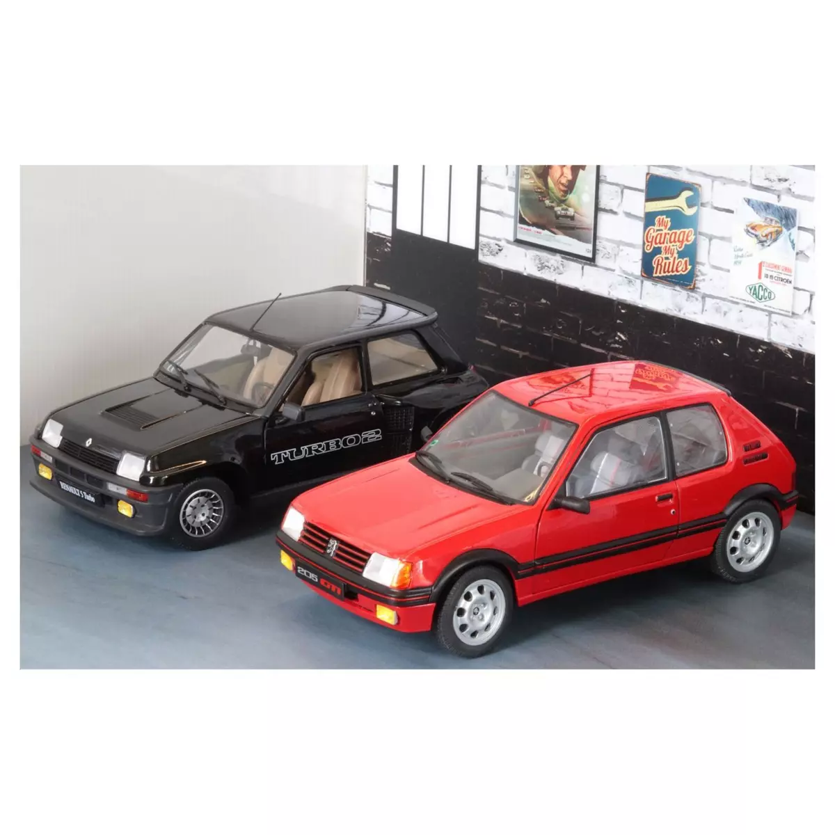 SOLIDO Pack 2 voitures : Renault 5 turbo noire + Peugeot 205 GTI rouge