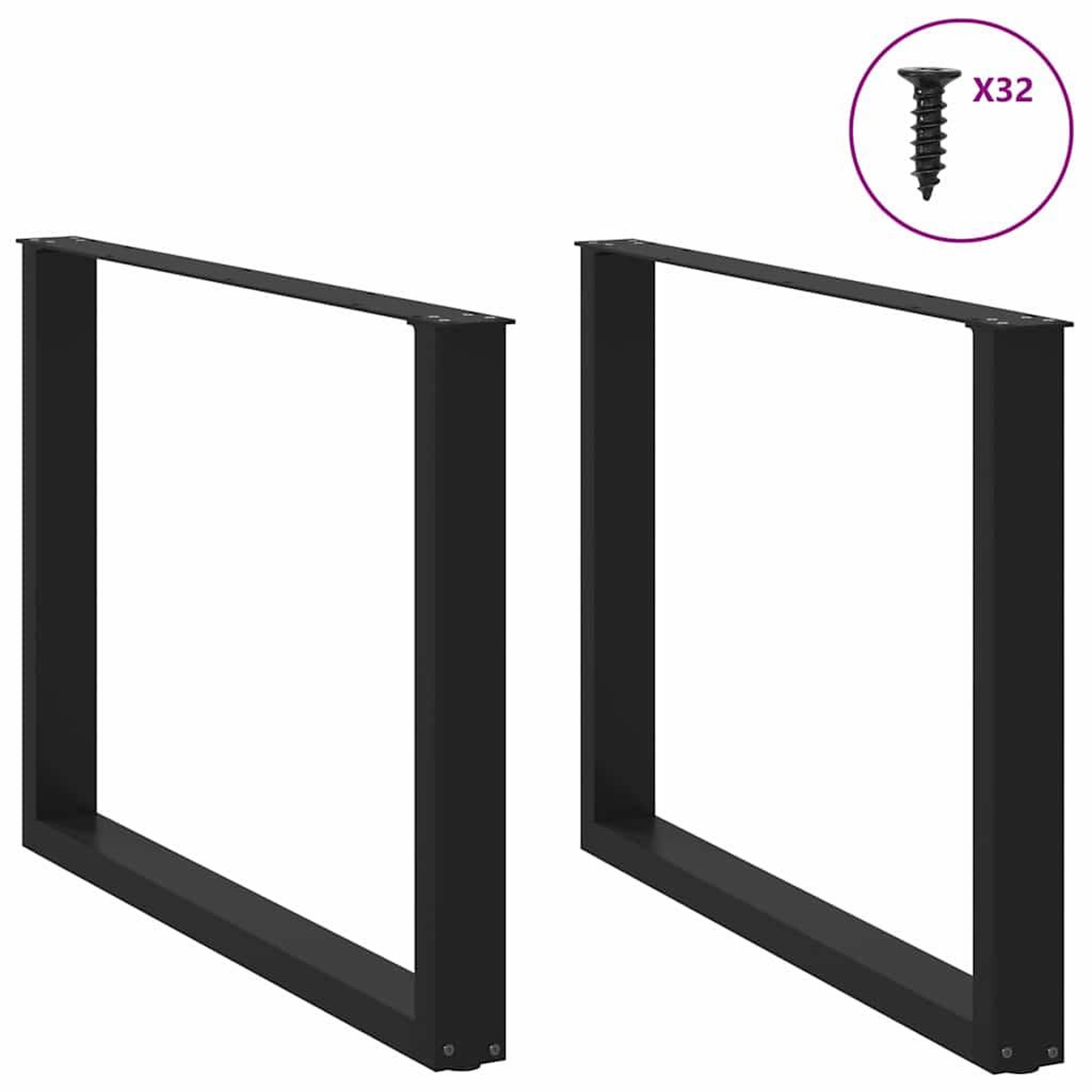 Voir la diapositive 3 : VIDAXL Pieds de table a manger forme de U 2 pcs noir 100x(72-73) cm