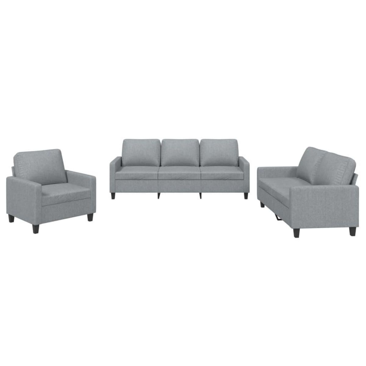 VIDAXL Ensemble de canapes 3 pcs avec coussins Gris clair Tissu