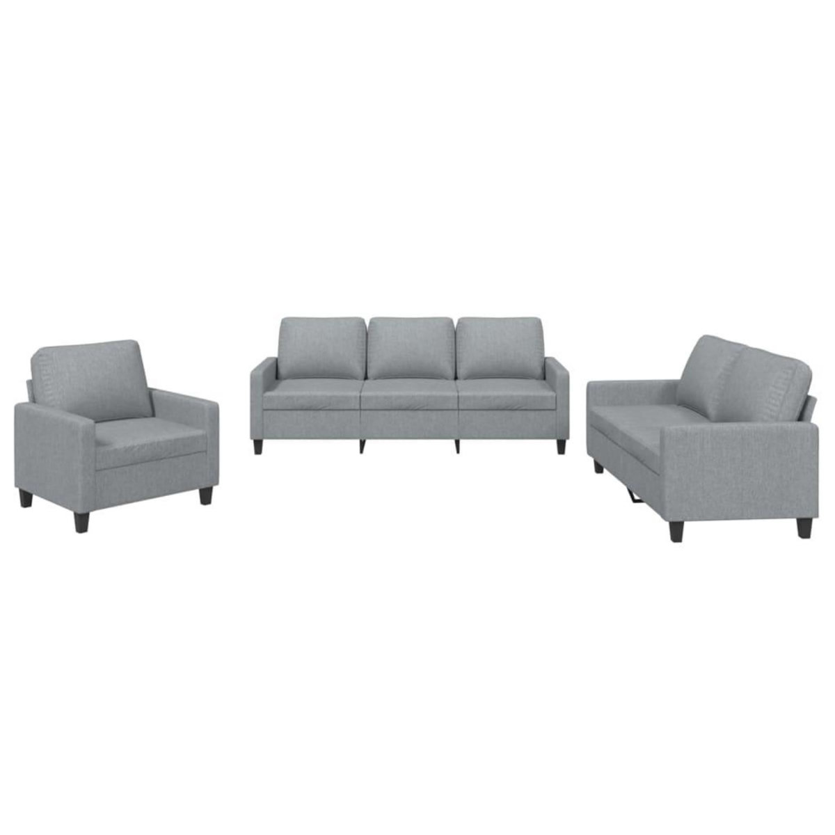 VIDAXL Ensemble de canapes 3 pcs avec coussins Gris clair Tissu