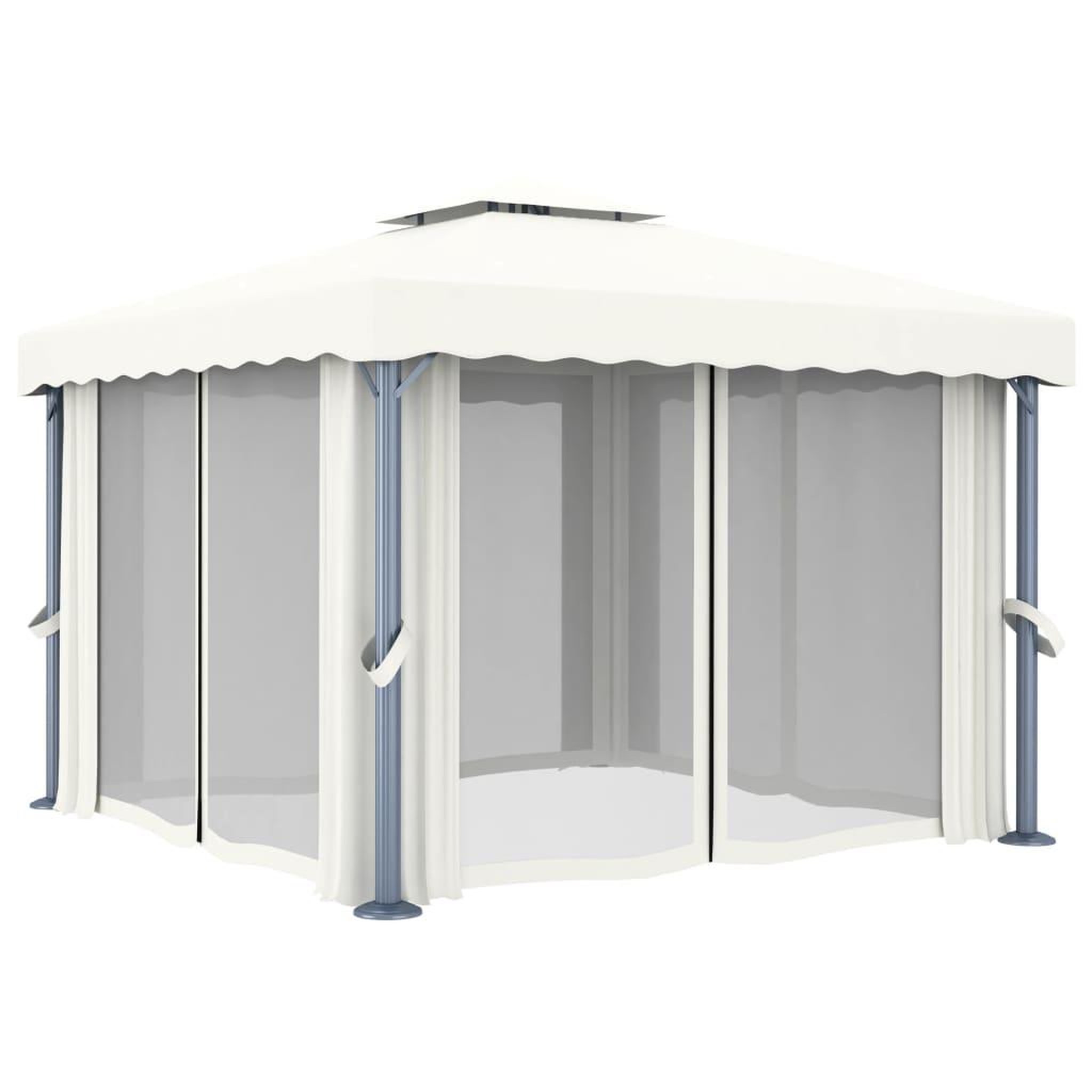Voir la diapositive 3 : VIDAXL Tonnelle avec rideau 3x3 m Blanc creme Aluminium