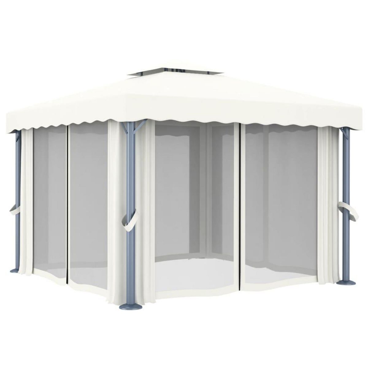 VIDAXL Tonnelle avec rideau 3x3 m Blanc creme Aluminium