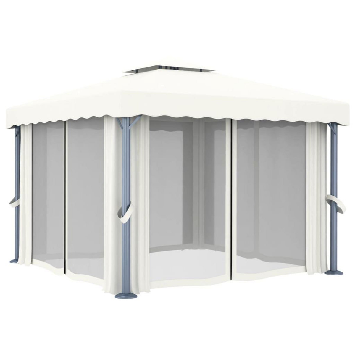 VIDAXL Tonnelle avec rideau 3x3 m Blanc creme Aluminium