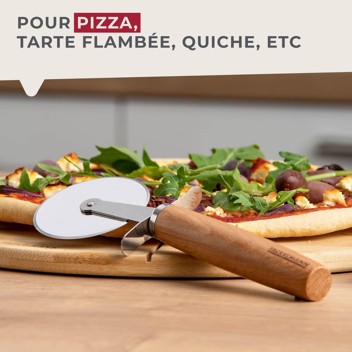 Fackelmann Roulette à pizza manche en bois 31 cm Fackelmann Pizza & Pasta