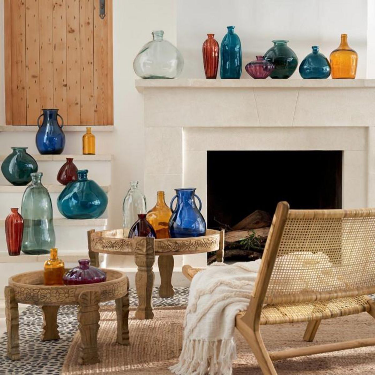 ATMOSPHERA Vase Vintage en Verre  Bouteille  35cm Transparent