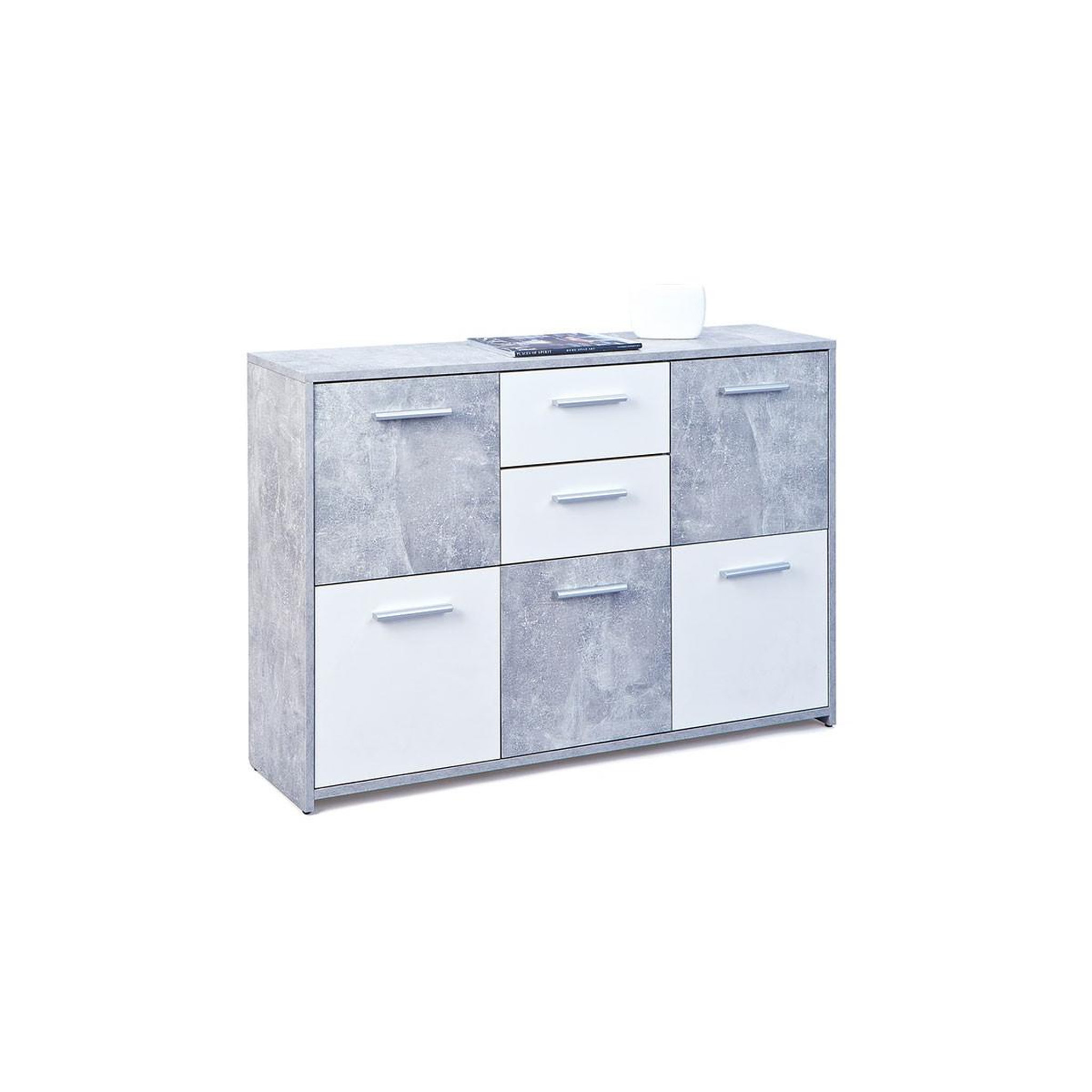 Voir la diapositive 3 : INTERLINK Commode design 5 portes  miller  gris & blanc