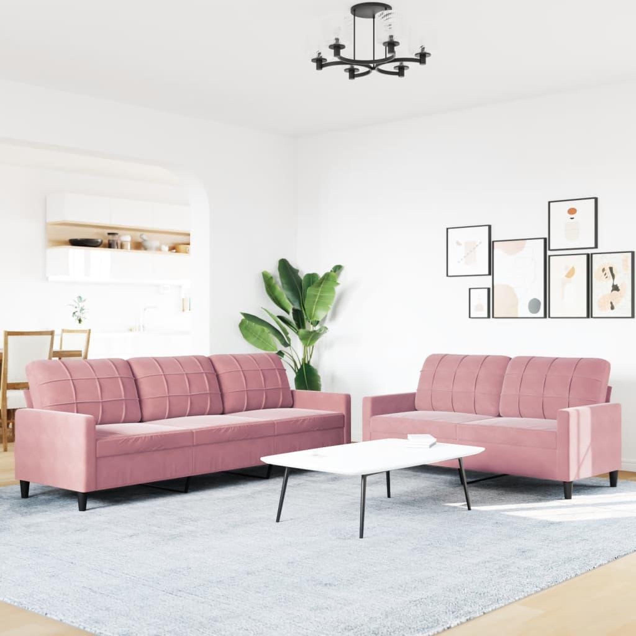 Voir la diapositive 3 : VIDAXL Ensemble de canapes 2 pcs avec coussins Rose Velours