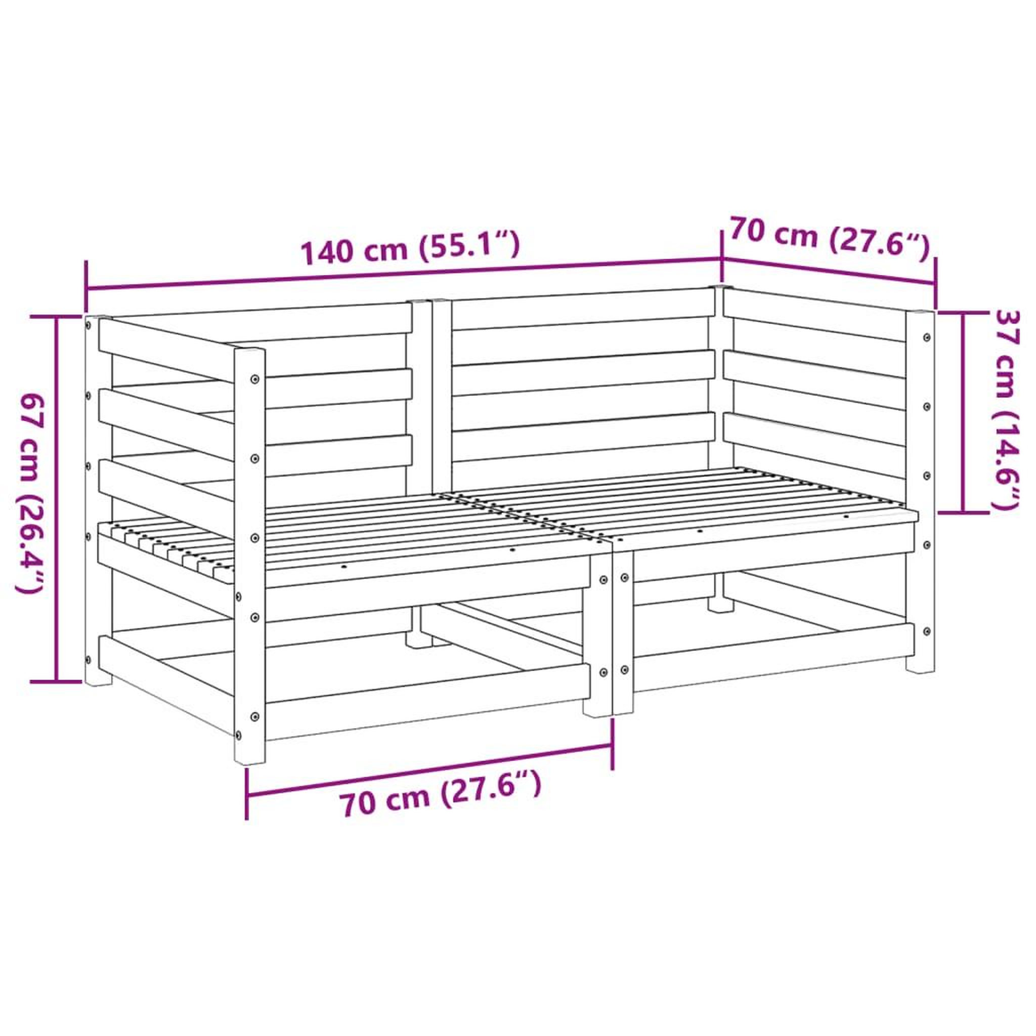 Voir la diapositive 6 : VIDAXL Salon de jardin 2 pcs bois massif sapin de douglas