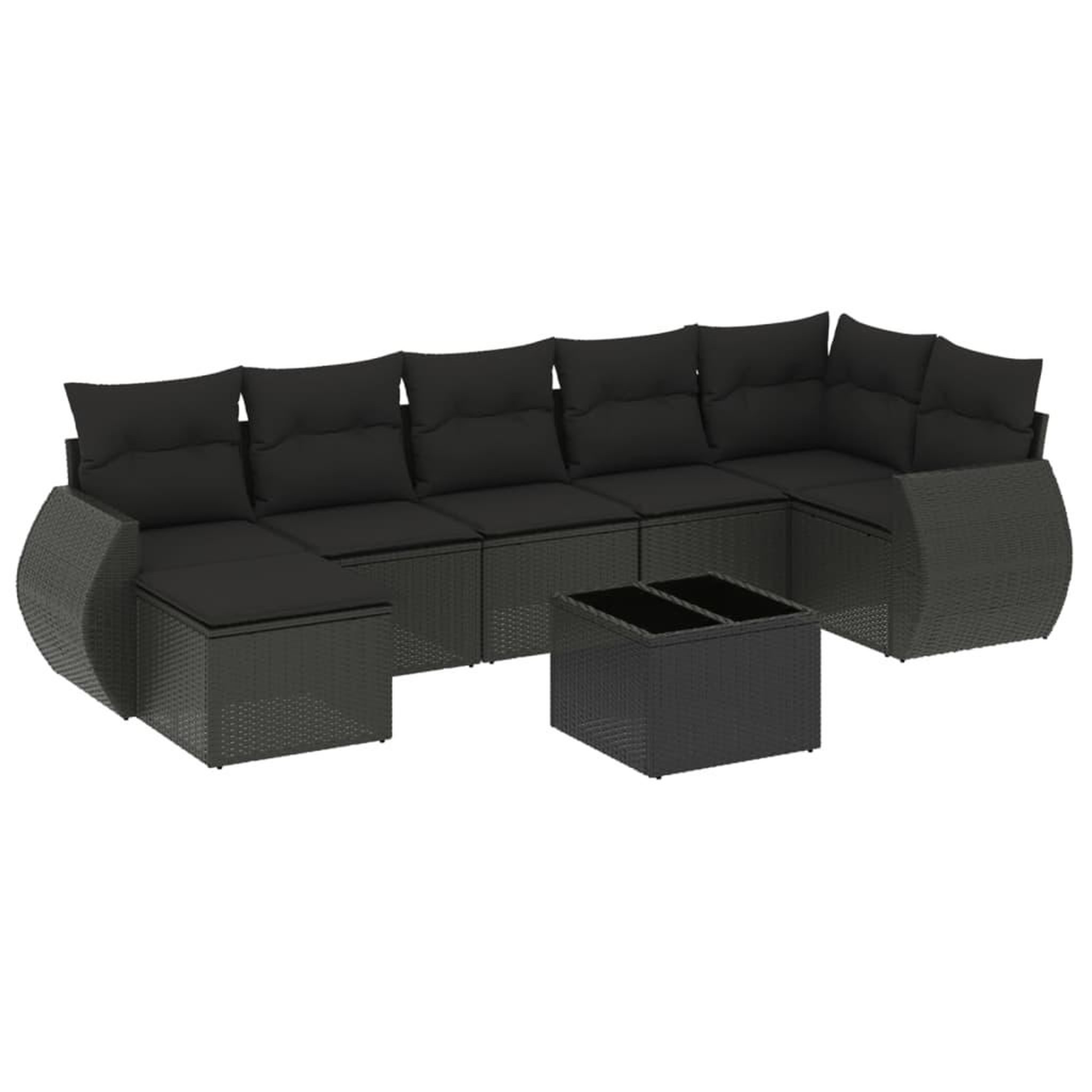 Voir la diapositive 2 : VIDAXL Salon de jardin 8 pcs avec coussins noir resine tressee