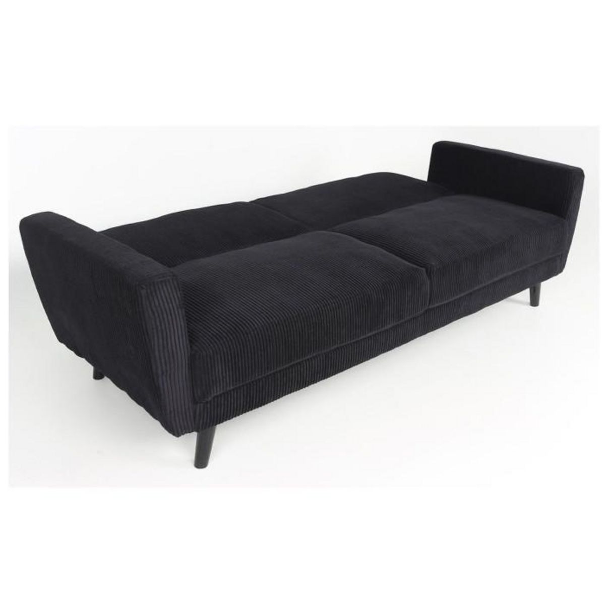 Paris Prix Canapé Convertible en Velours  Garry  220cm Noir