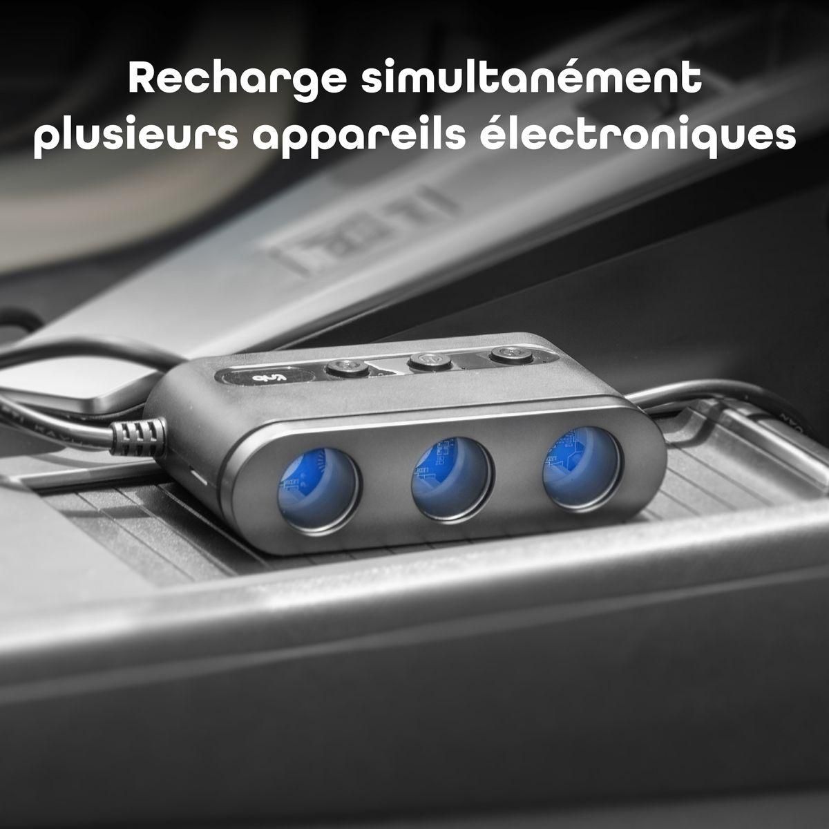 TNB Chargeur allume cigare Station de charge 65W 7 en 1  USB-C noir