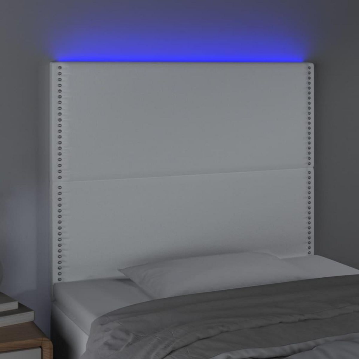 VIDAXL Tete de lit a LED Blanc 80x5x118/128 cm Similicuir