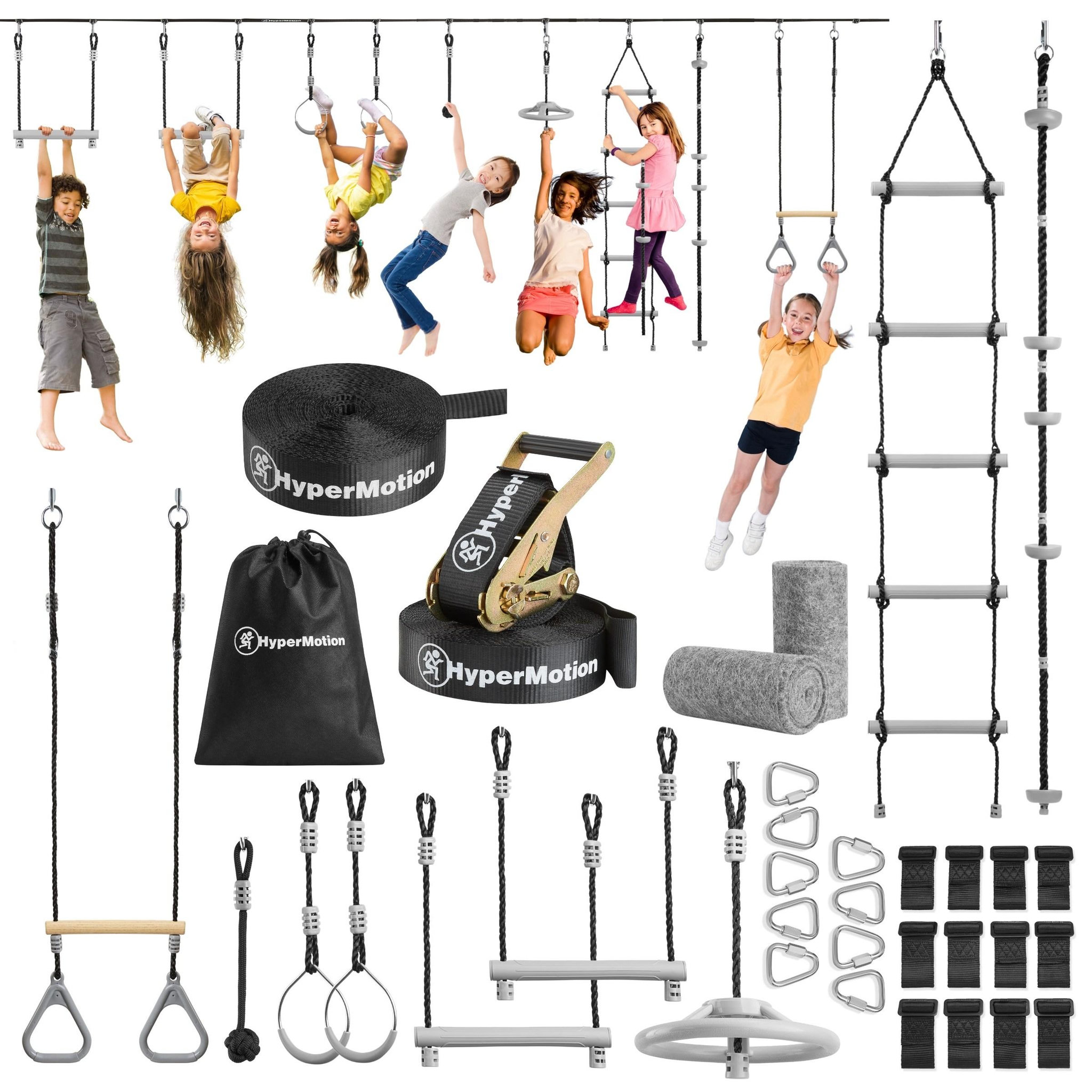 MAMABRUM Parcours D'escalade Enfant Course d'obstacles Ninja pour Enfants - Slackline set, 9 Obstacles