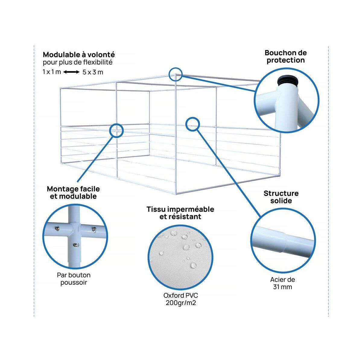 Habitat et Jardin Souccah en Kit NINA ajustable 3 x 3 -3 Rouleaux de bambou et 3 tasseaux de bois
