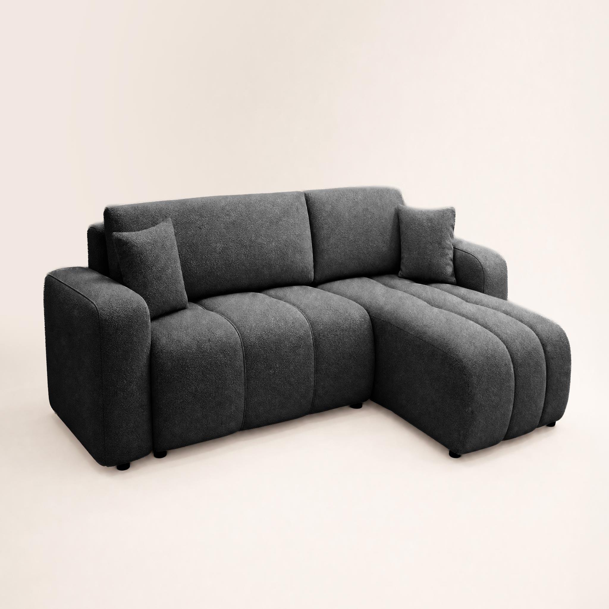 Voir la diapositive 3 : BEST MOBILIER Nicole - canapé d'angle réversible 4 places convertible avec coffre en tissu