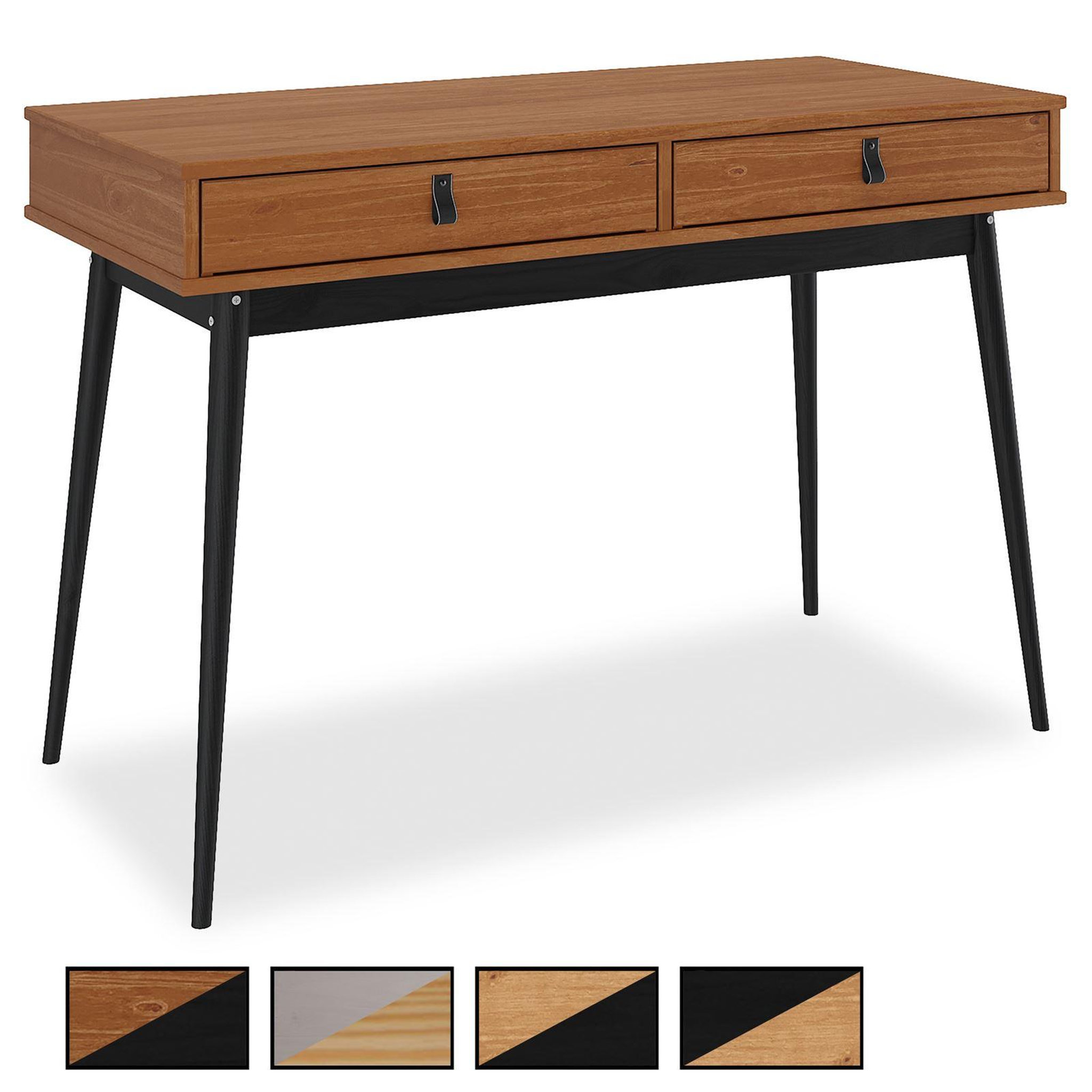 IDIMEX Bureau wanda avec 2 tiroirs, en pin massif. Coloris disponibles : Marron