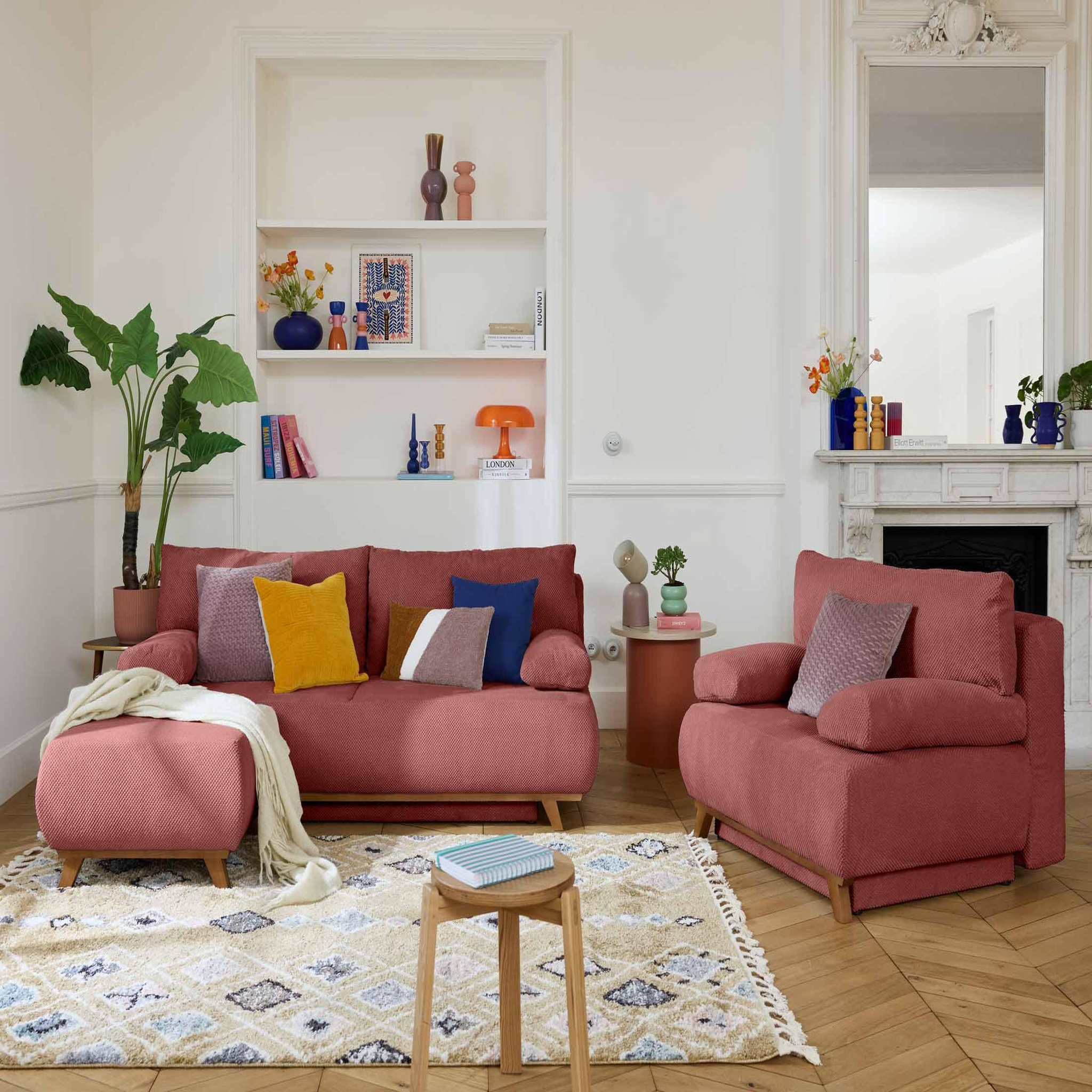 Voir la diapositive 6 : BEST MOBILIER Cristal - pouf modulable - 65 cm - en velours texturé