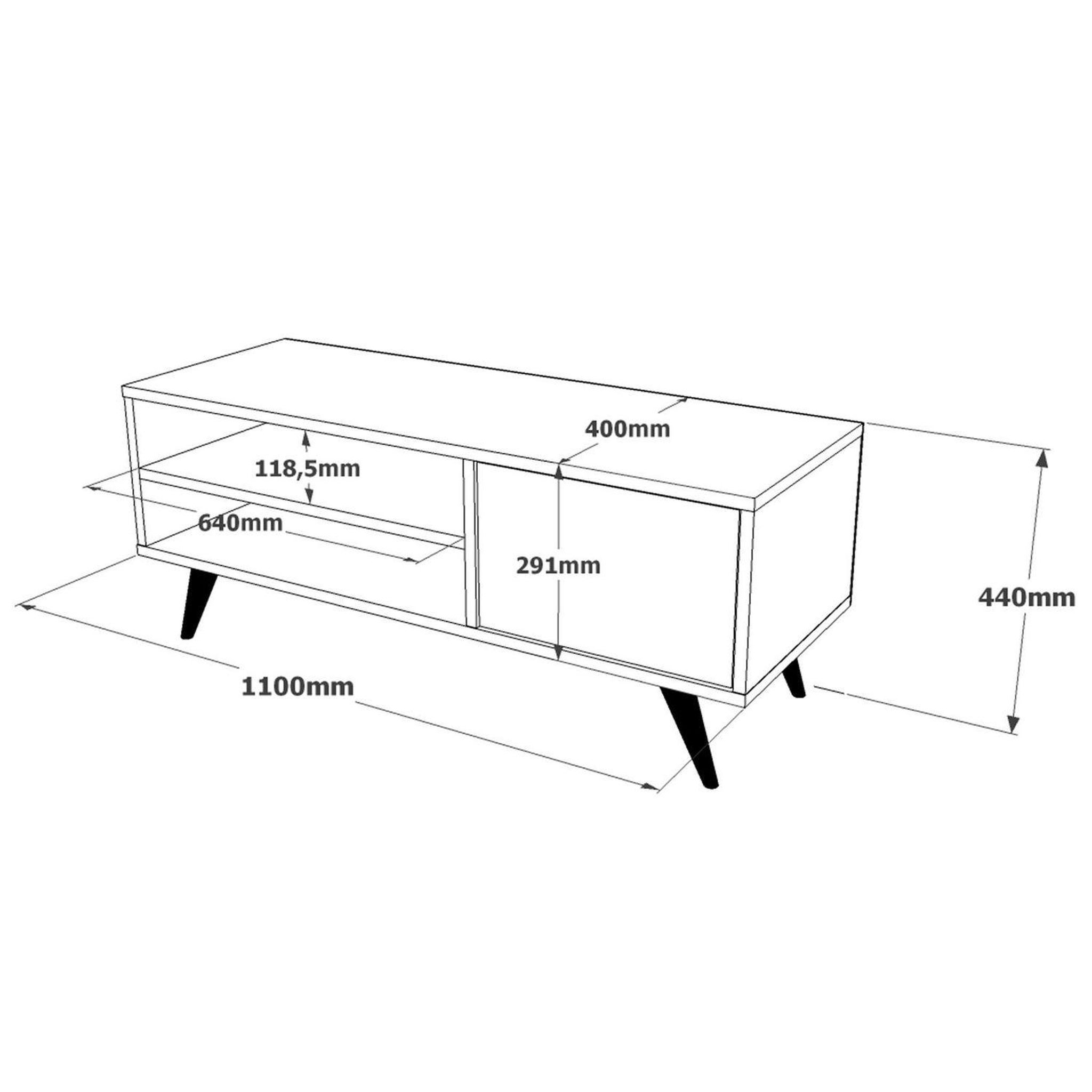 Voir la diapositive 4 : TOILINUX Meuble tv avec 2 niches de rangement ouvertes et une porte abattante en panneaux de particule
