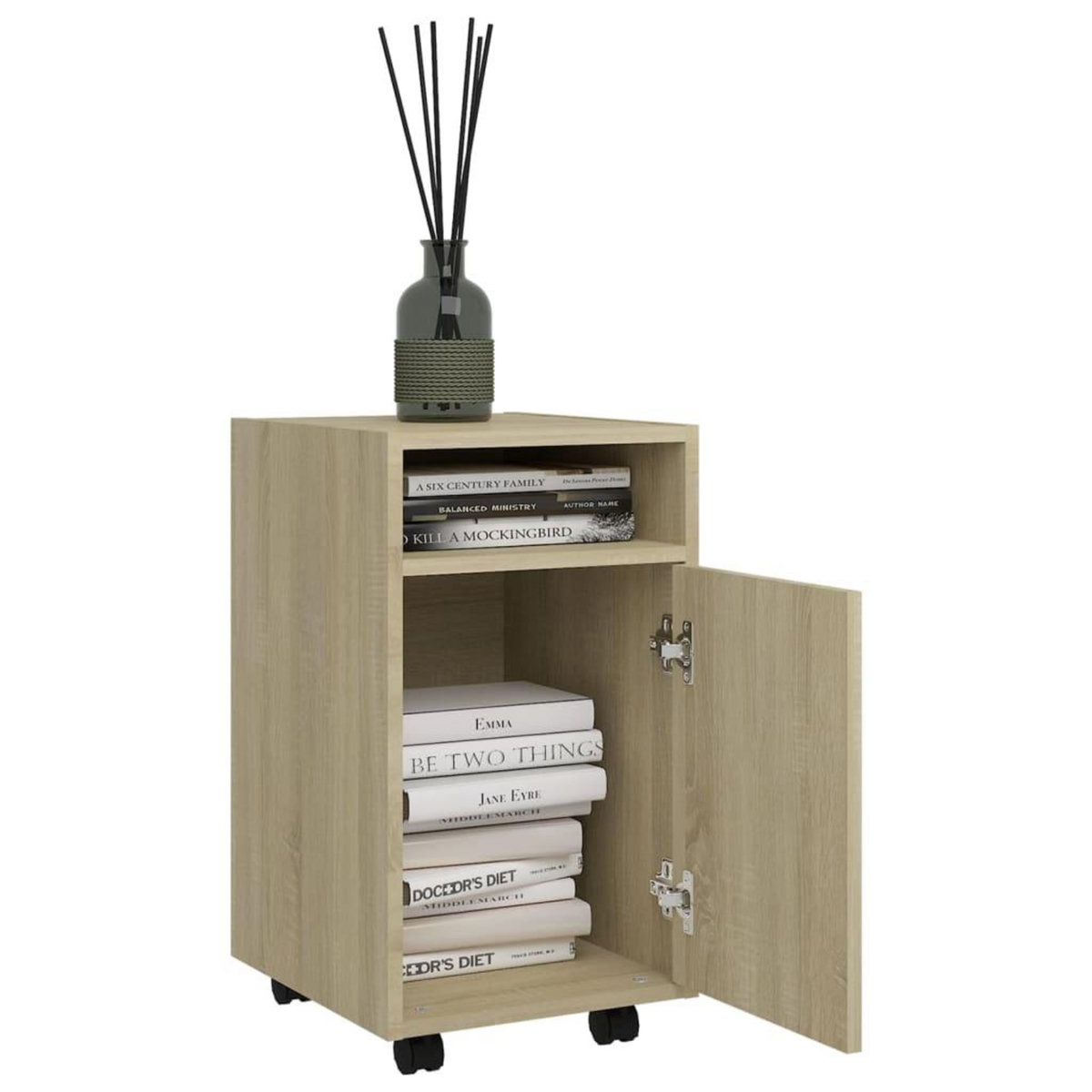 VIDAXL Armoire laterale avec roues Chene Sonoma Bois d'ingenierie
